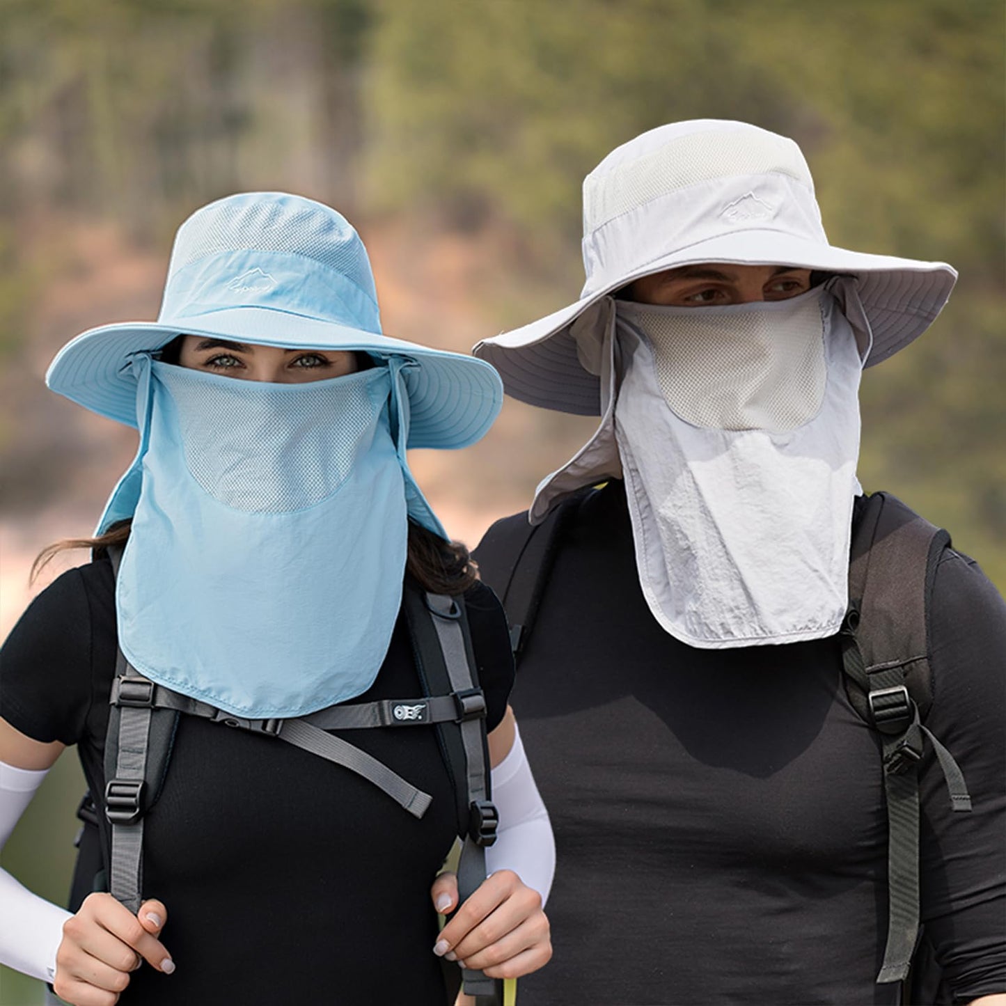 Sun Hats for Men Women Fishing Hat UPF 50+ Breathable Wide Brim Summer UV Protection Hat with Face Cover & Neck Flap