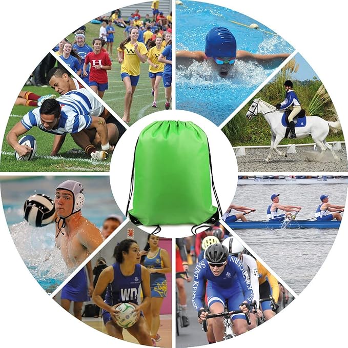 BeeGreen Drawstring Backpack Bags 20,30,50 Packs Reflective String Bags for Gym Sport Trip Cinch Sack DIY for Women Men