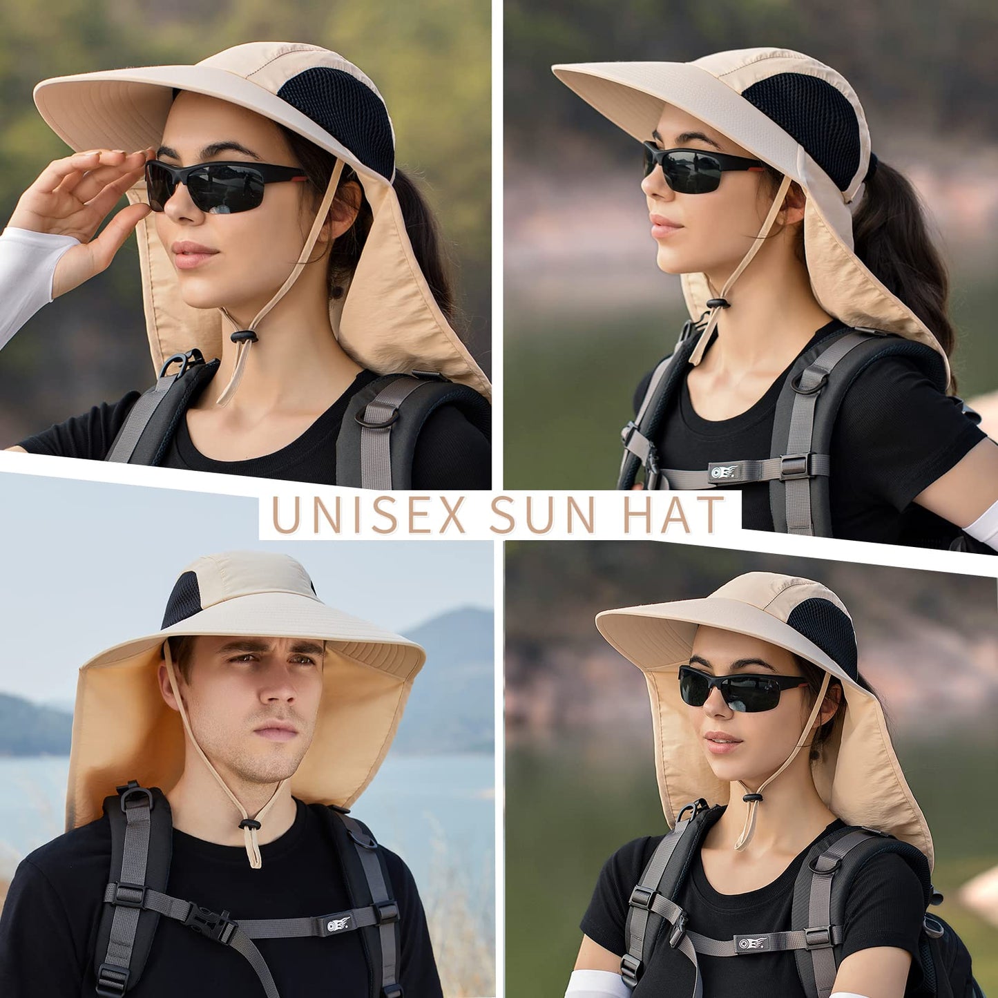 Sun Hat for Men Women with Neck Flap,UPF 50+ UV Protective Hiking Fishing Hats,Wide Brim Sun Hat for Women&Men …