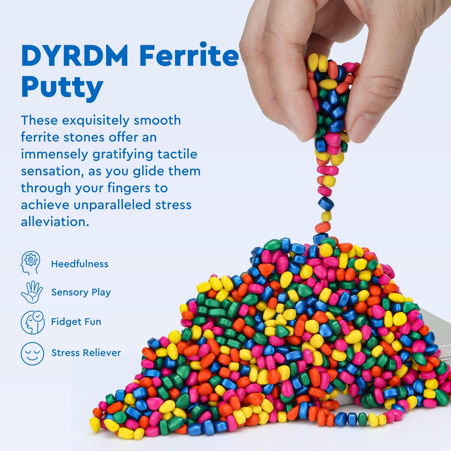 DYRDM 1000+ Original Ferrite Putty Multicolo, Fidget Toy Ferrite Stones for Stress Relief, Sensory Toy for Adults & Teens 14+, Holiday Stocking Stuffer, Ferrite Rocks Fidget Present for Office