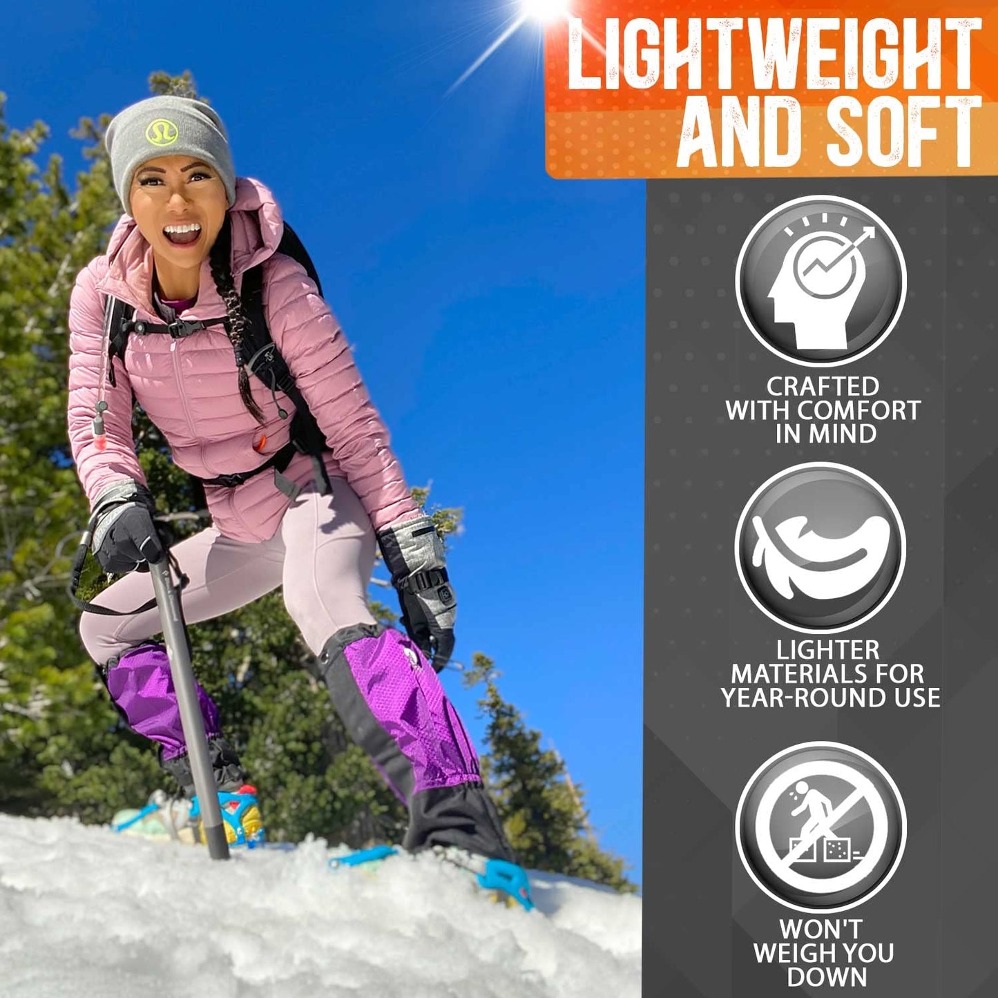 Pike Trail Waterproof Adjustable Leg Gaiters: for Hiking in Mud, Sand, and Snow - Hunting, Mountain Climbing, or Snowshoeing