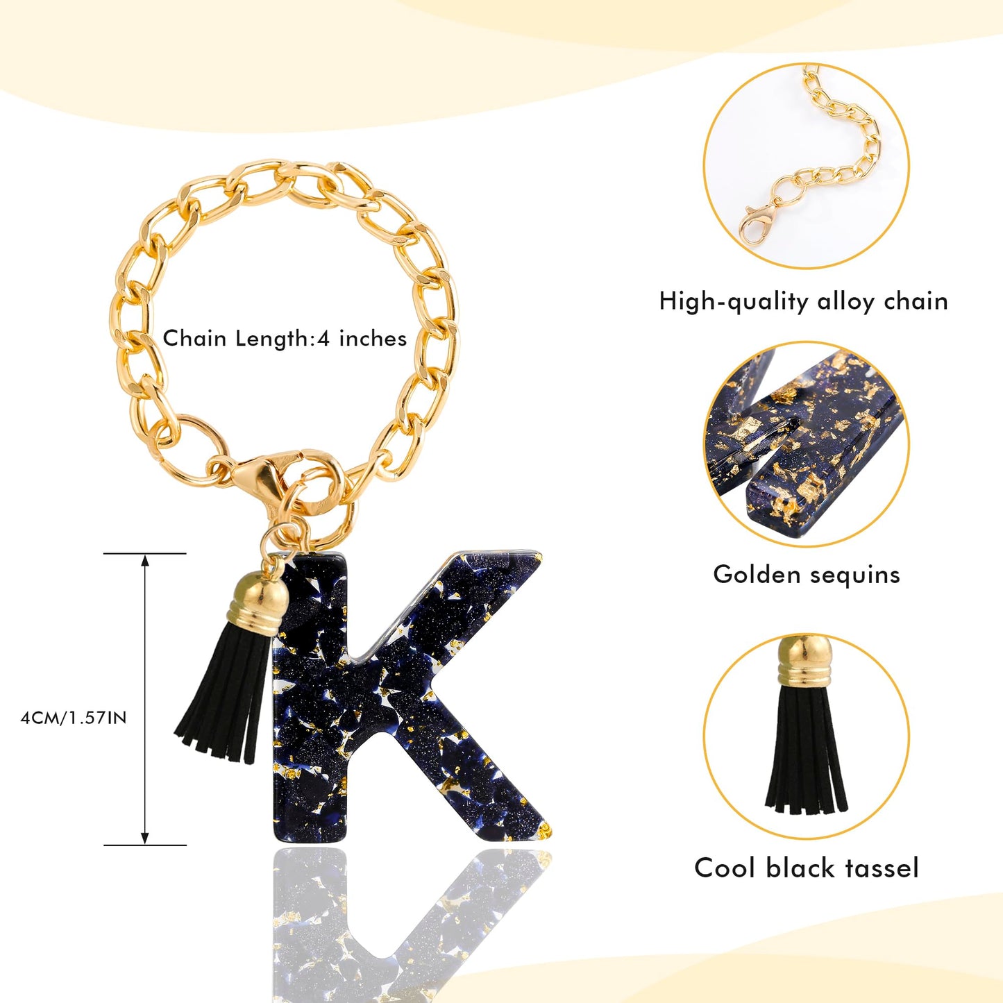 Letter Charm Accessories for Stanley Cup 1 PCS Cute Initial Keychain Handle Charm for Stanley Tumbler for Women Black Letter K