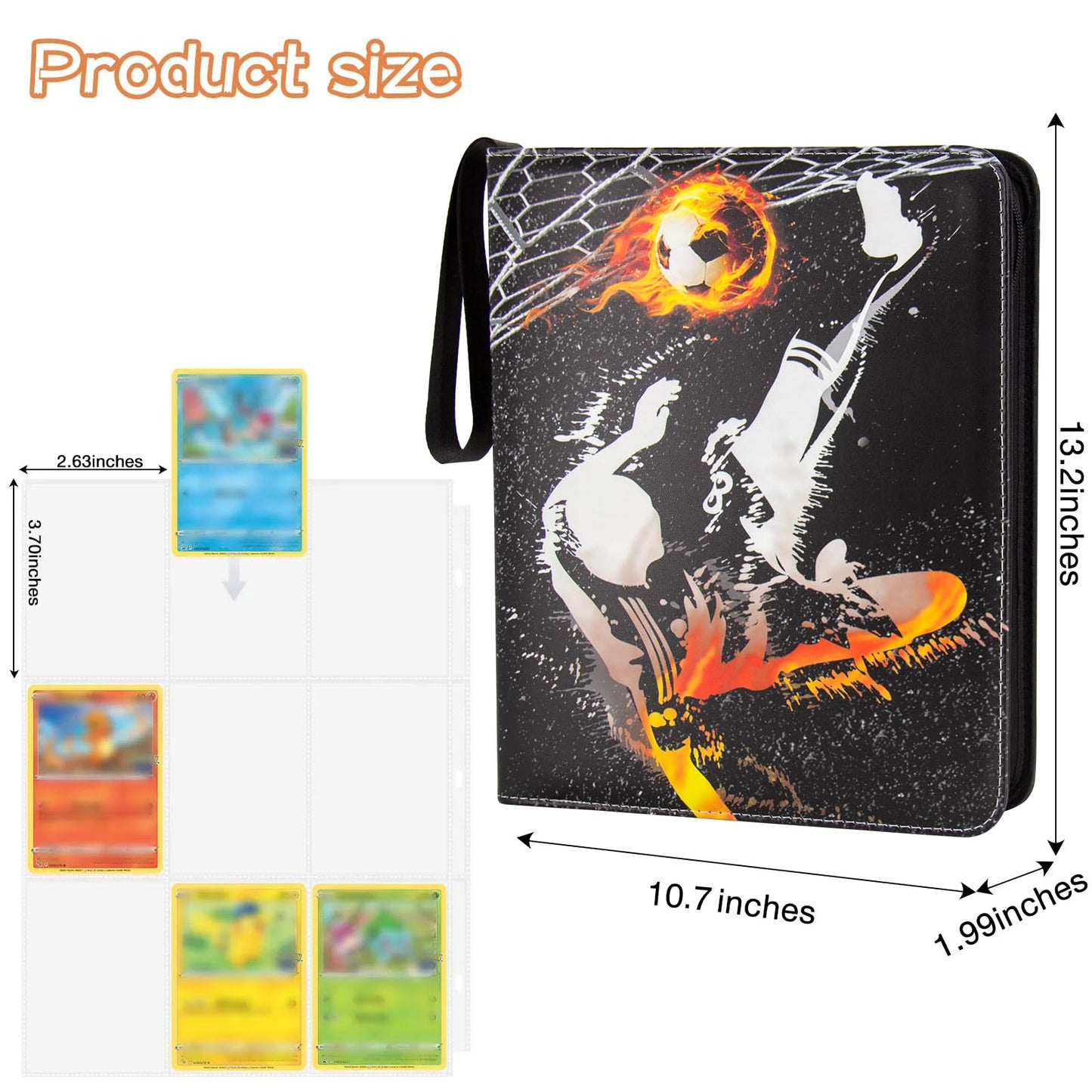 MaoKea Card Binder For Card 4-Pocket Sleeves with 440 Cards Holder,Game Collection Binder Card Holder Of Fit for TCGcard album,game card Yugioh Trading Sports Cards (9 Pocket Football 6)