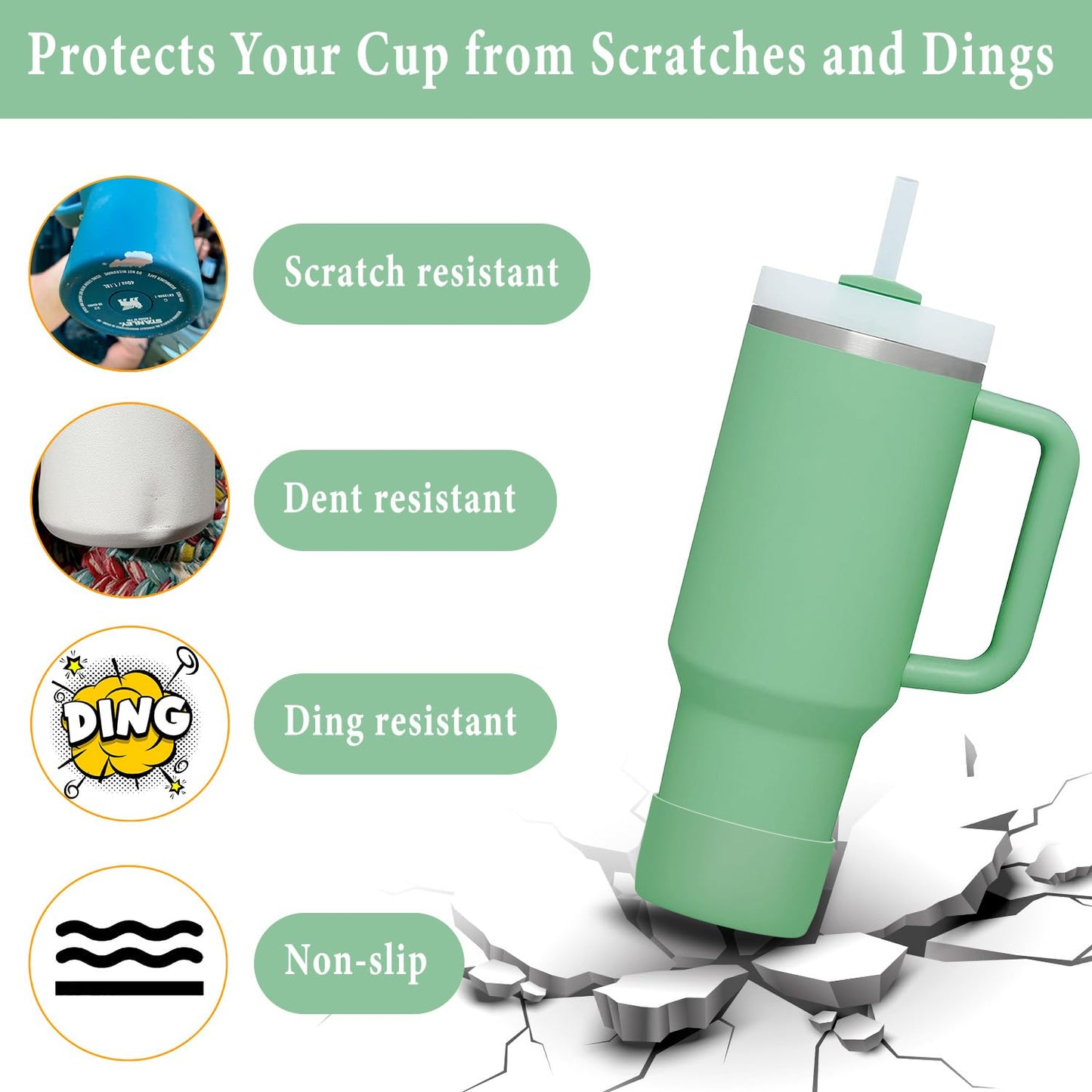 2-Pack Silicone Boot for Stanley Tumbler 40 oz 30oz 20oz & Hydro Flask 12-24oz - Cup Boot for Select Yeti, Simple Modern, Owala Water Bottle - Bottom Protector Cover Sleeve Fit Stanley Cup Accessories