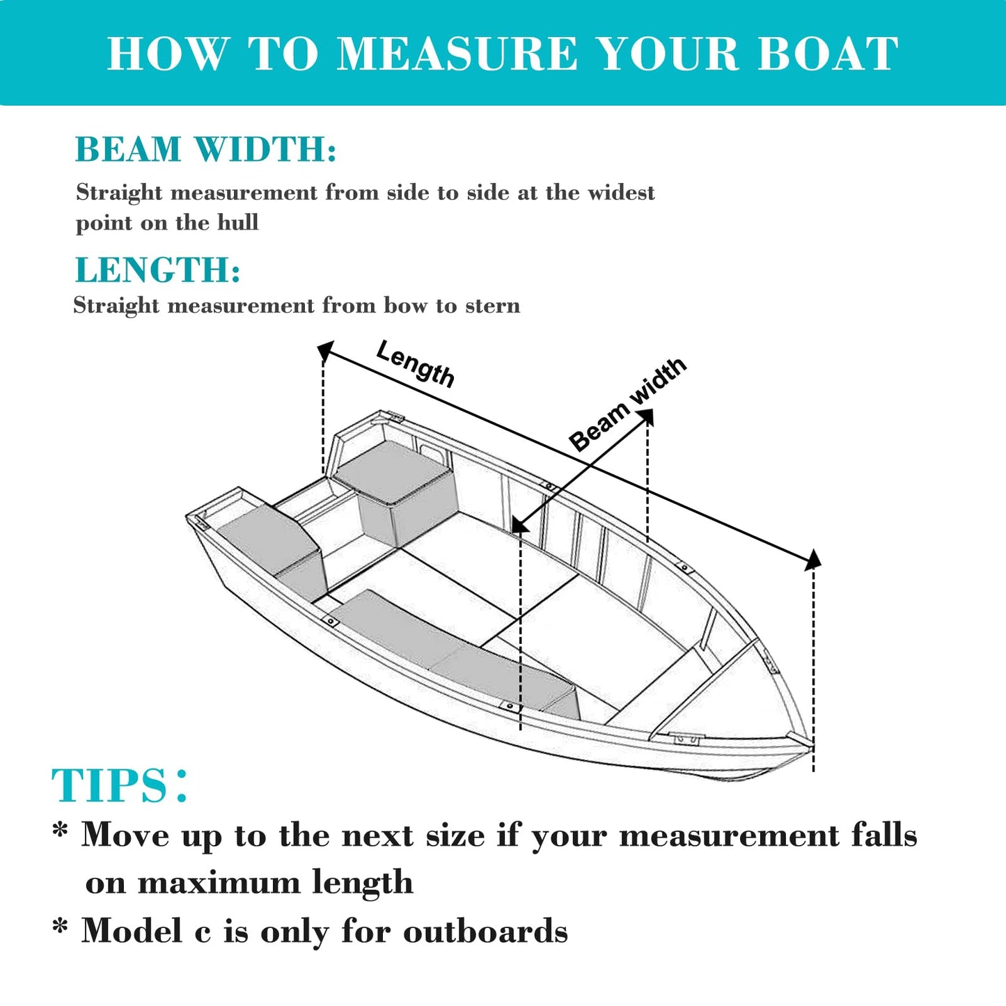 Comcaver Trailerable Boat Cover, Heavy Duty 800D 100% Waterproof Marine Grade Oxford Cloth, Weather Resistant Windproof UV & Tear-Resistant V-Hull Boat Cover, 14-16ft Long by 68in Wide, Light Grey