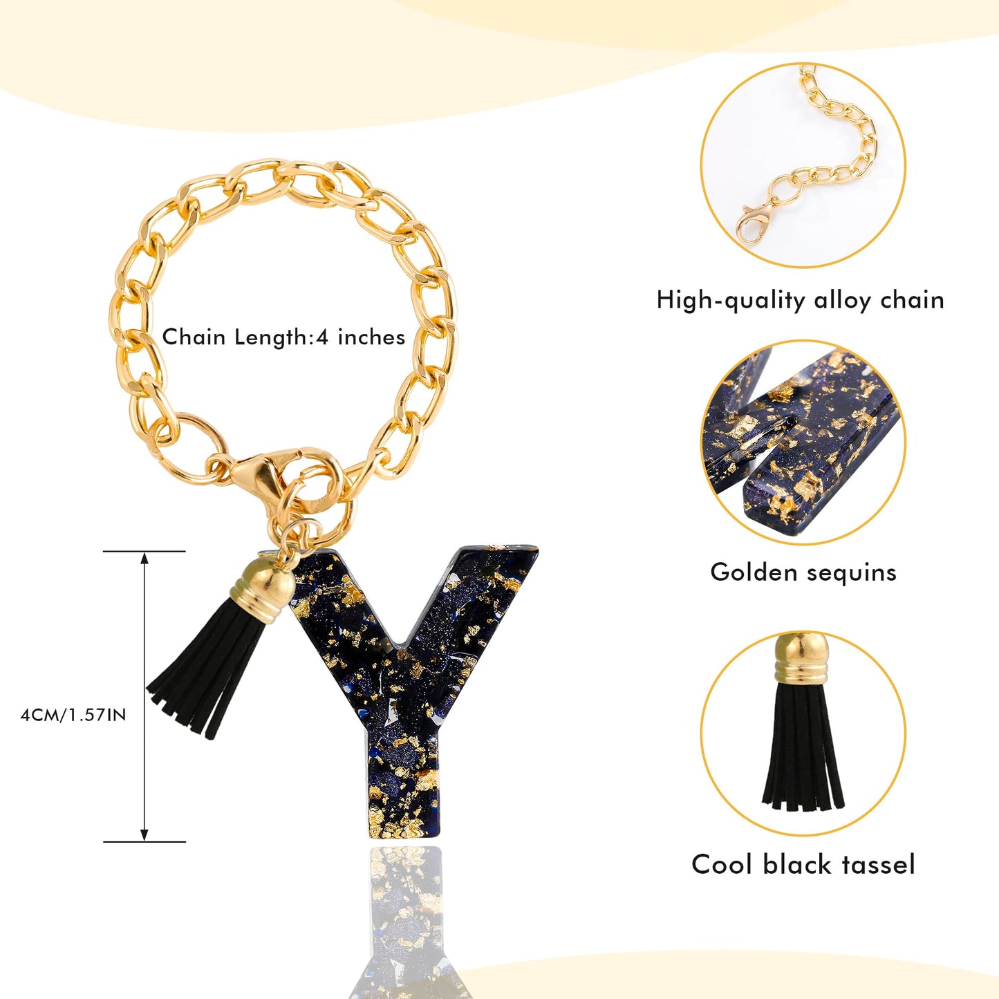 Letter Charm Accessories for Stanley Cup 1 PCS Cute Initial Keychain Handle Charm for Stanley Tumbler for Women Black Letter Y