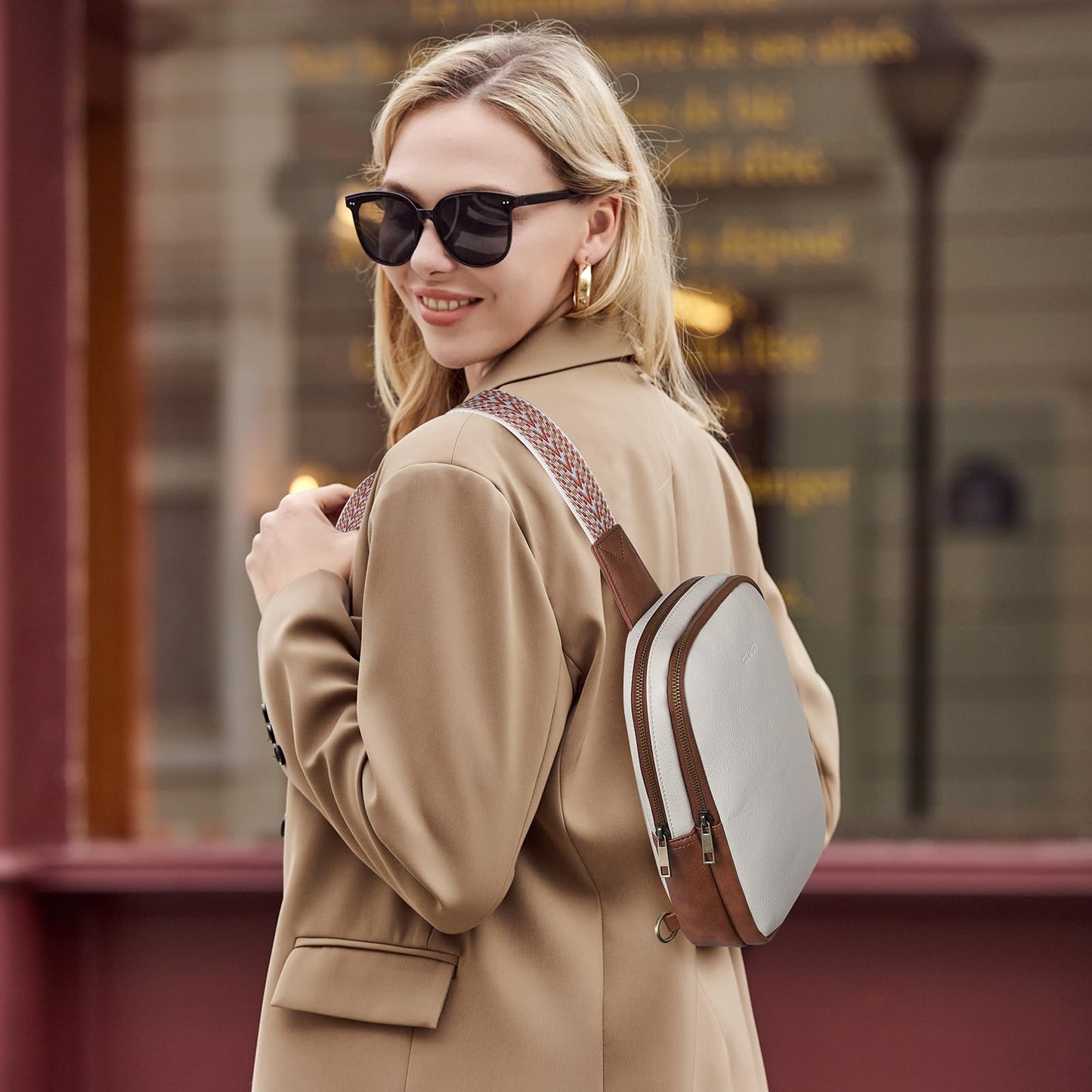 CLUCI Crossbody Bags for Women Leather Large Cross Body Bag Sling Backpack Crossbody Backpack Trendy for Travel Hiking