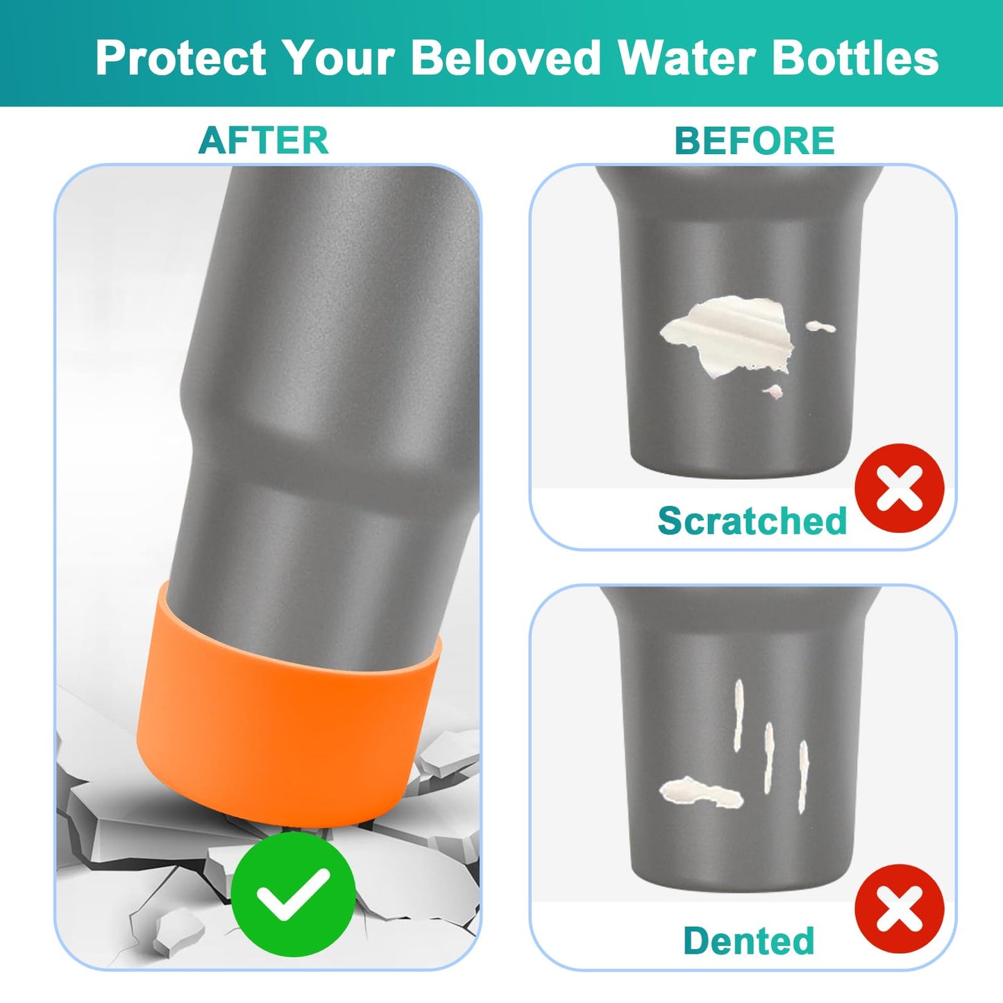 4Pack Silicone Boot for Stanley Cup 40oz Quencher Adventure &Stanley IceFlow 30oz 20oz &Hydro Flask 12-40oz, Protective Cup Bottom Sleeve Compatible with Stanley Cup Accessories (Orange)