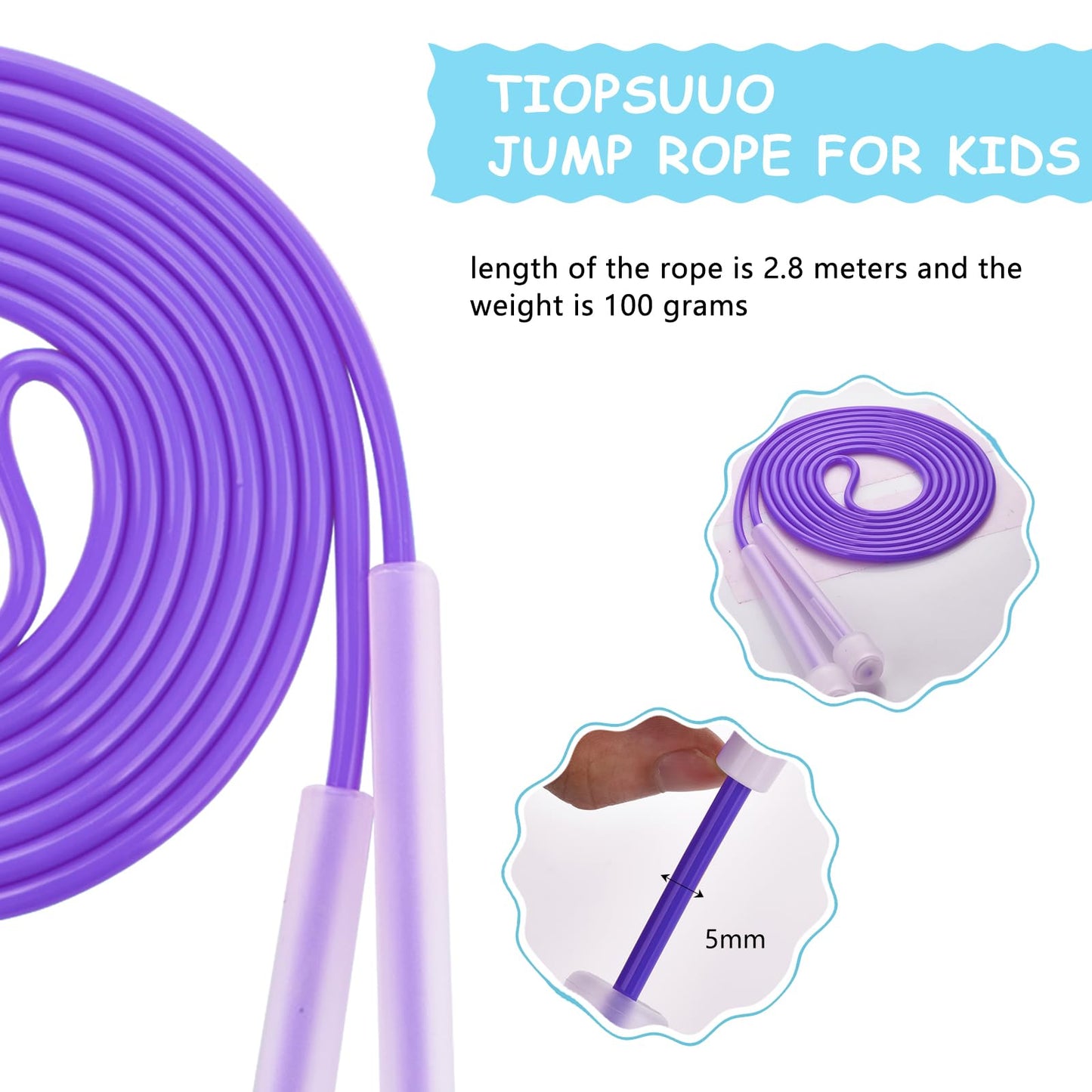 Jump Rope For Kids,Jump Rope Kids,Adjustable Soft Skipping Rope,Toddler Jump Rope With PVC Handles And Back CoverFor Kids, Boys,Girls,Women, Men,Exercise Activity,Outdoor Fitness