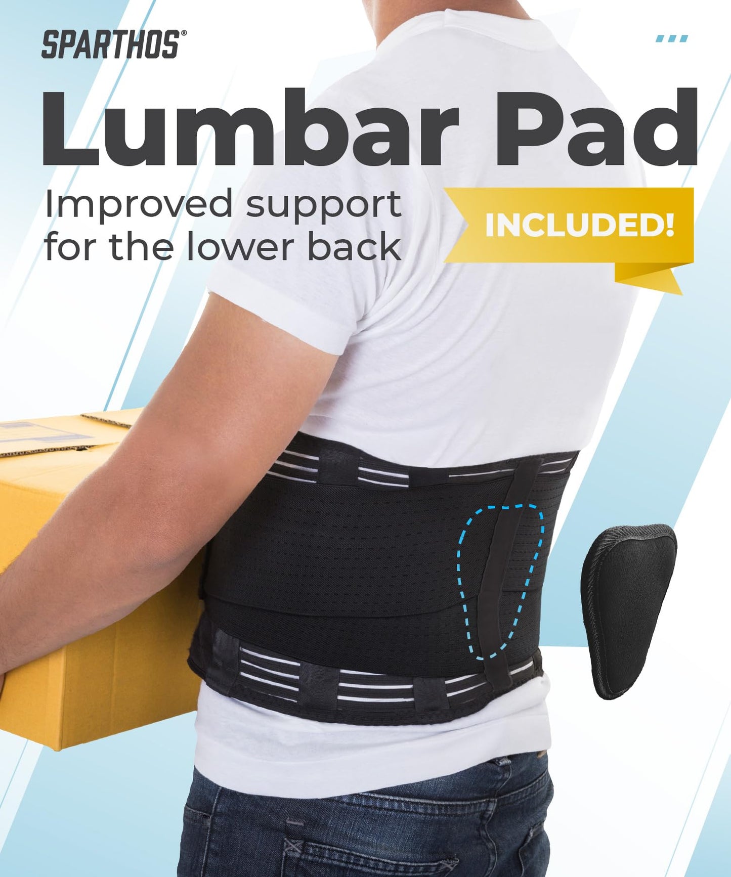 Sparthos Back Brace for Lower Back Pain - Immediate Relief from Sciatica, Herniated Disc, Scoliosis - Breathable Design With Lumbar Support Pad - For Home & Lifting At Work - For Men & Women - (XL)