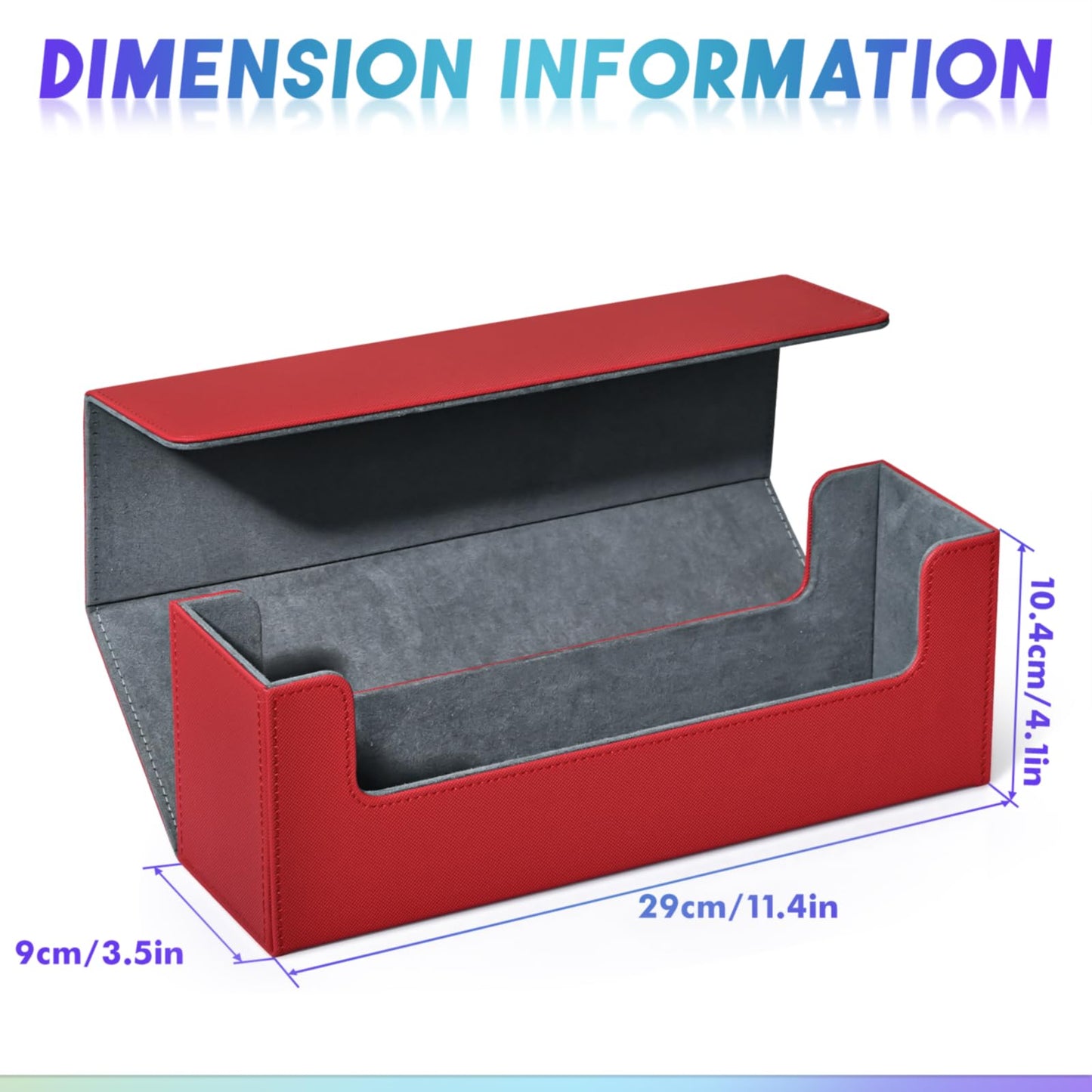UAONO Card Storage Box for Trading Cards, 600+ PU Leather Commander Card Deck Case, Magnetic Closure Card Holder Fits for Magic Game Cards (Red)
