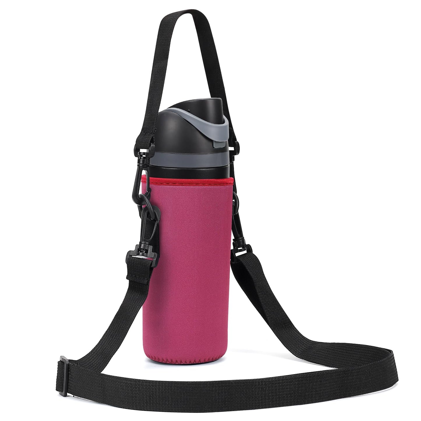 Neoprene Water Bottle Carrier Bag with Adjustable Shoulder Strap for Owala 24 OZ Tumbler, Insulated Water Bottle Cover for Owala FreeSip Insulated Water Bottle (Mauve, 24 OZ)