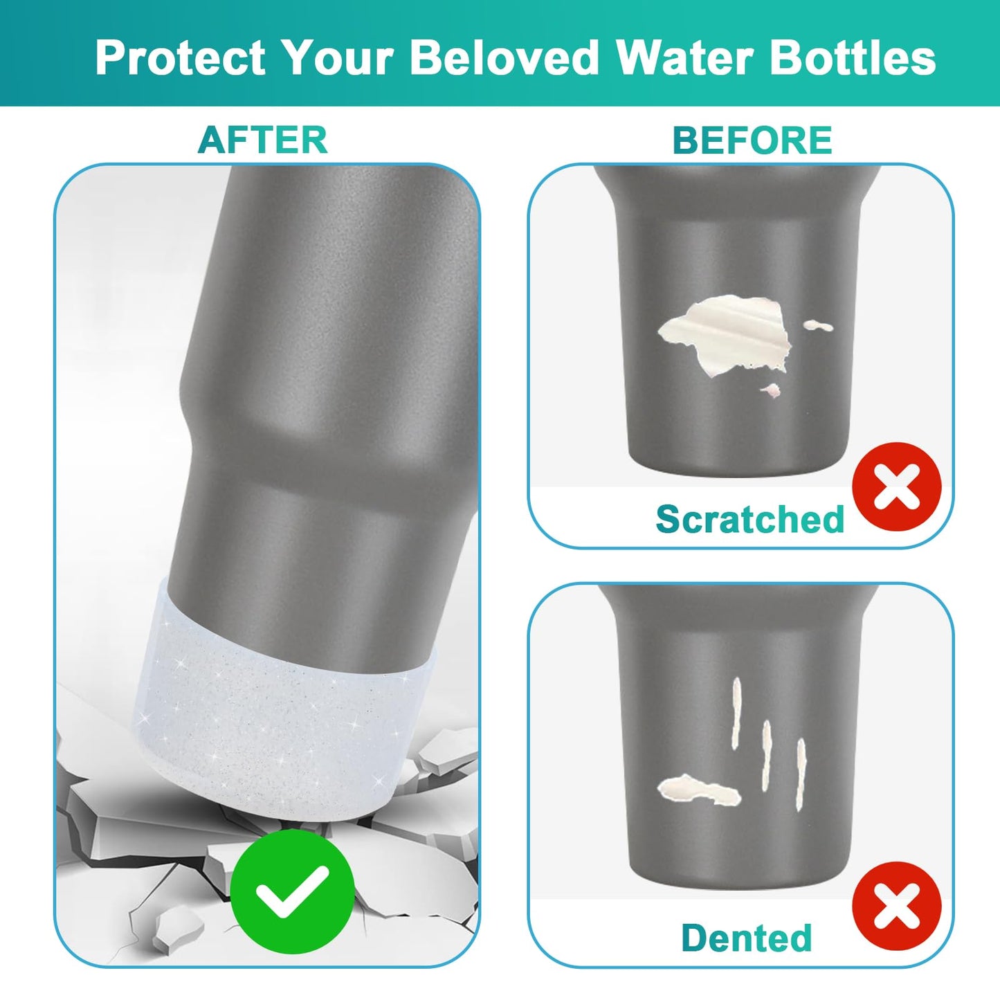 Silicone Cup Boot for 12oz - 40 oz Hydroflask &Stanley 40oz Protective Cup Bottom Sleeve Compatible with Stanley Cup Accessories for All Water Bottles Bottom Diameter of 2.84-3in (Sparkle Silver)