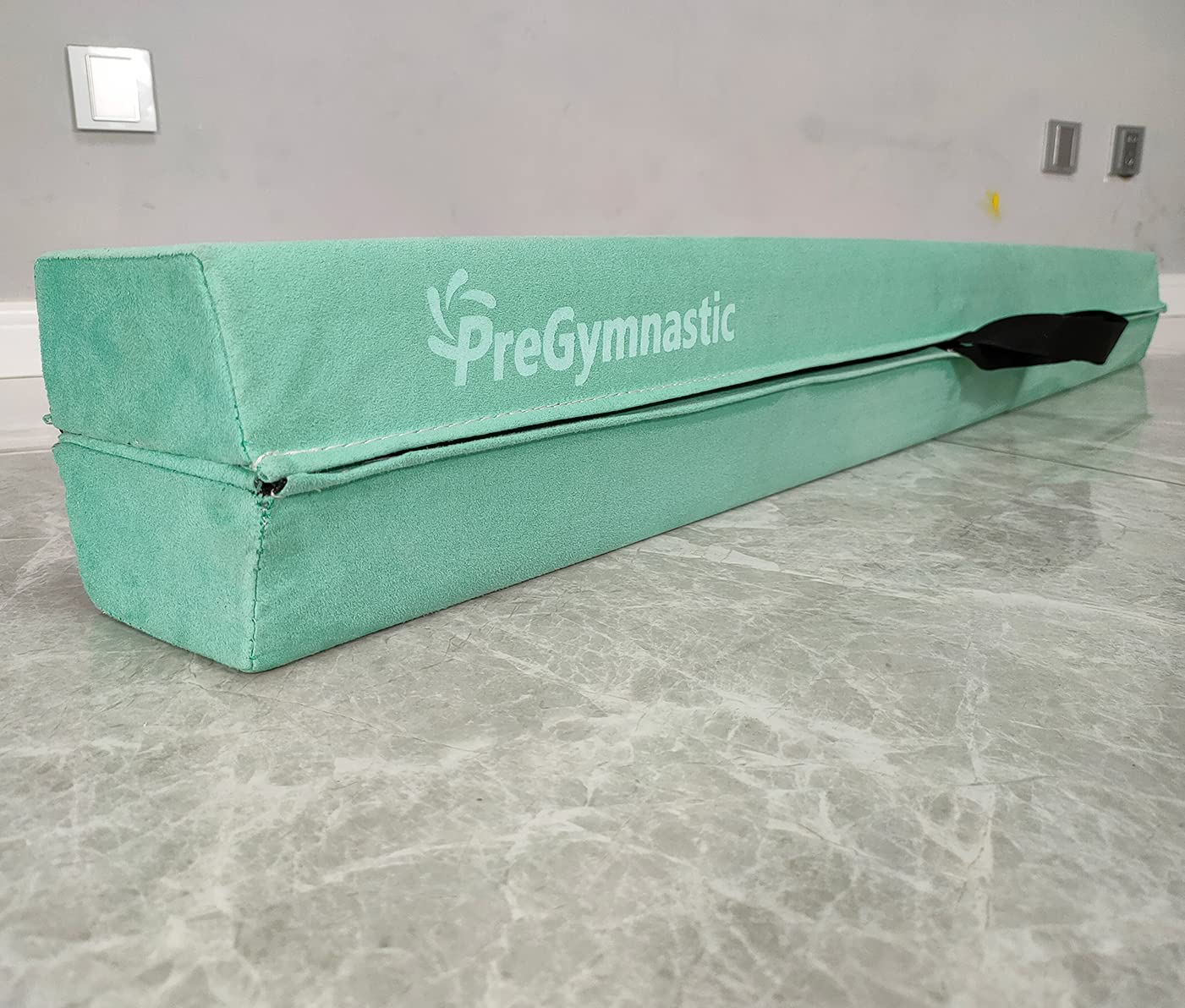 PreGymnastic 6FT/8FT/9.5FT Folding Balance Beam for Kids 3-12,Foldable Gymnastics Floor Beam-Extra Firm Suede Cover with Carry Bag for Home-Gym Equipment for Toddler Teenage (Mint Green, 6FT)