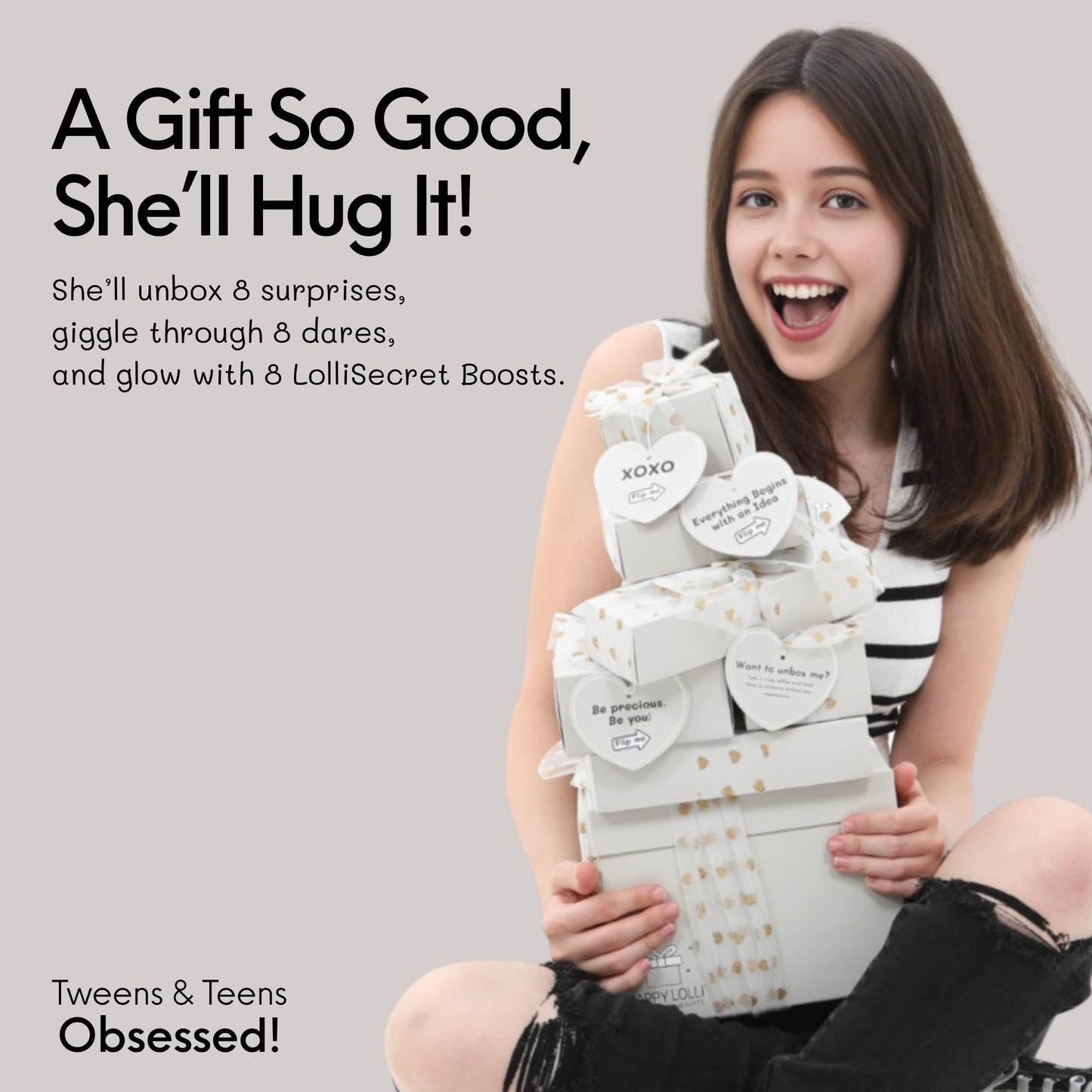 HAPPY LOLLI Birthday Gift for Tween & Teen Girls – 8 Wrapped Gifts with Empowering Tasks – Perfect for Christmas & Birthdays