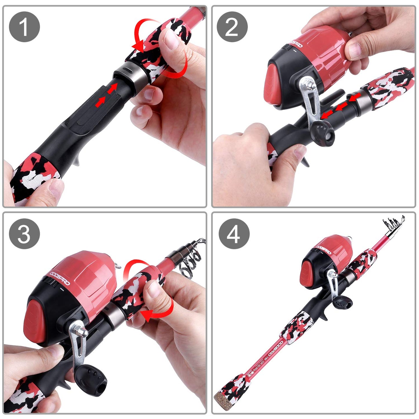ODDSPRO Kids Fishing Pole - Kids Fishing Starter Kit - with Tackle Box, Reel, Practice Plug, Beginner's Guide and Travel Bag for Boys, Girls