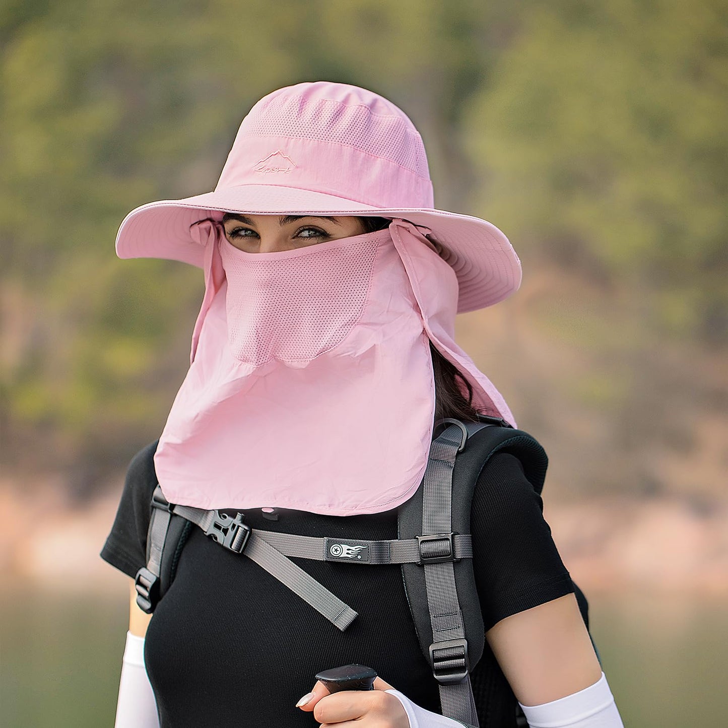 Sun Hats for Men Women Fishing Hat UPF 50+ Breathable Wide Brim Summer UV Protection Hat with Face Cover & Neck Flap