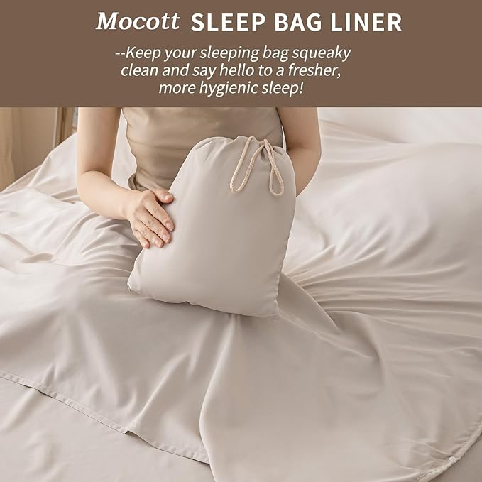 Sleeping Bag Liner Ultralight Sleep Sack Travel Washed Cotton Sheets for Hotel Bags for Adults Liners, Lightweight Single & Double Camping Sleeping Inner Hostel Fresh Back Hiking Bed