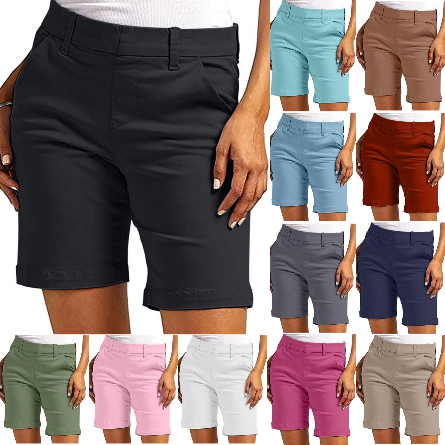 Aboser Workout Shorts Women,Shorts for Women Twill Stretch Sweatshorts Baggy Elastic Waisted Sweatshort Baggy Lounge Short Pants with Pockets,Prime of Day Savings,Sky Blue,XX-Large