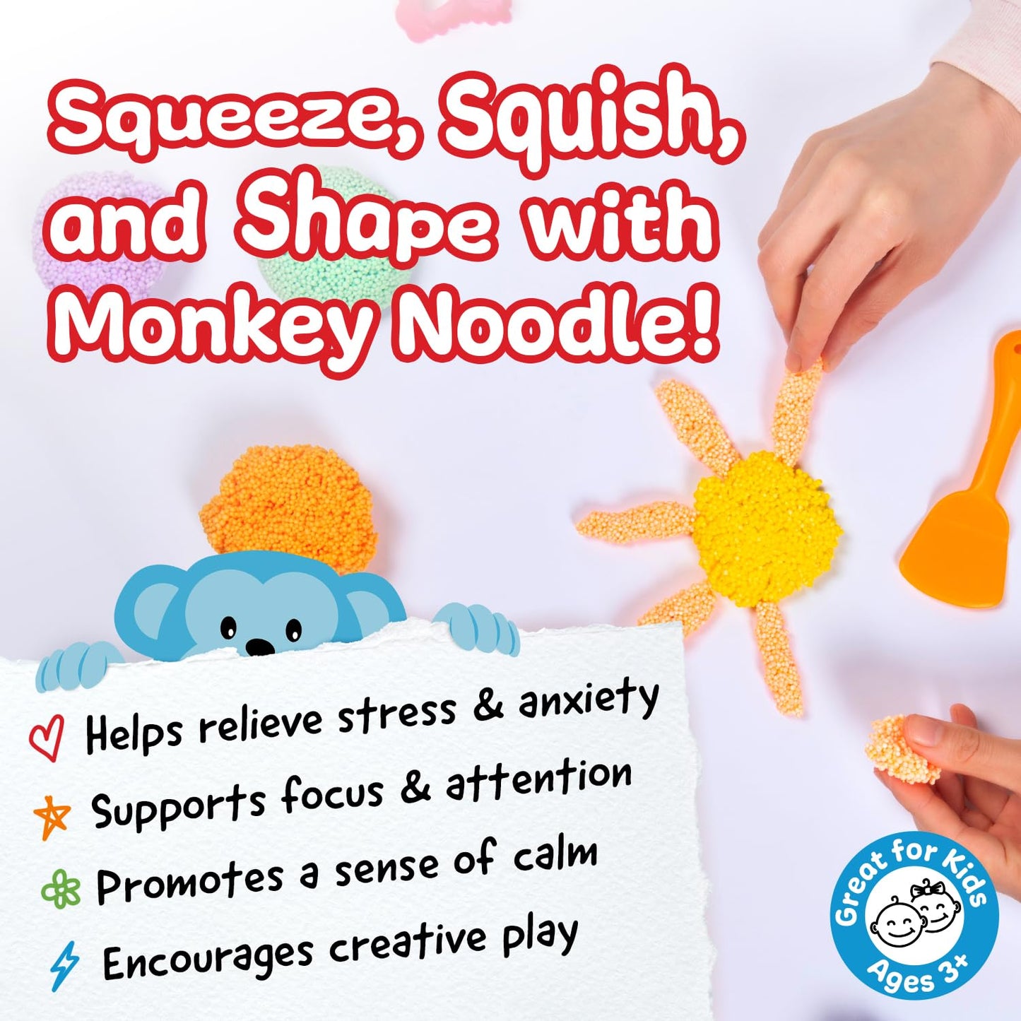 Impresa Monkey Foam from Monkey Noodle 5 Giant Blocks, Squishy Sensory Toys for Kids with Unique Needs Fosters Creativity, Fun Play Foam for Kids, for Classrooms, Home, & Playtime Ages 3+