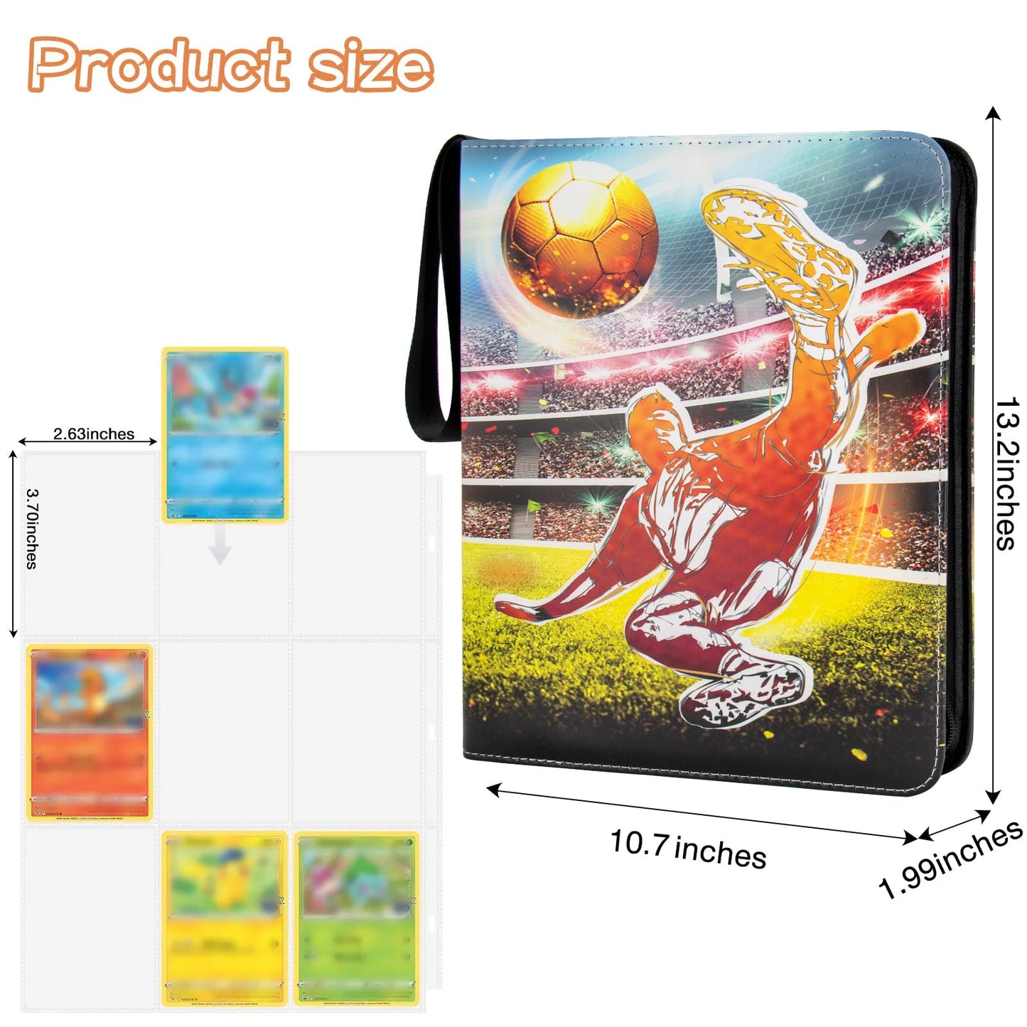 MaoKea Card Binder For Card 4-Pocket Sleeves with 440 Cards Holder,Game Collection Binder Card Holder Of Fit for TCGcard album,game card Yugioh Trading Sports Cards (9 pocket Football 5)