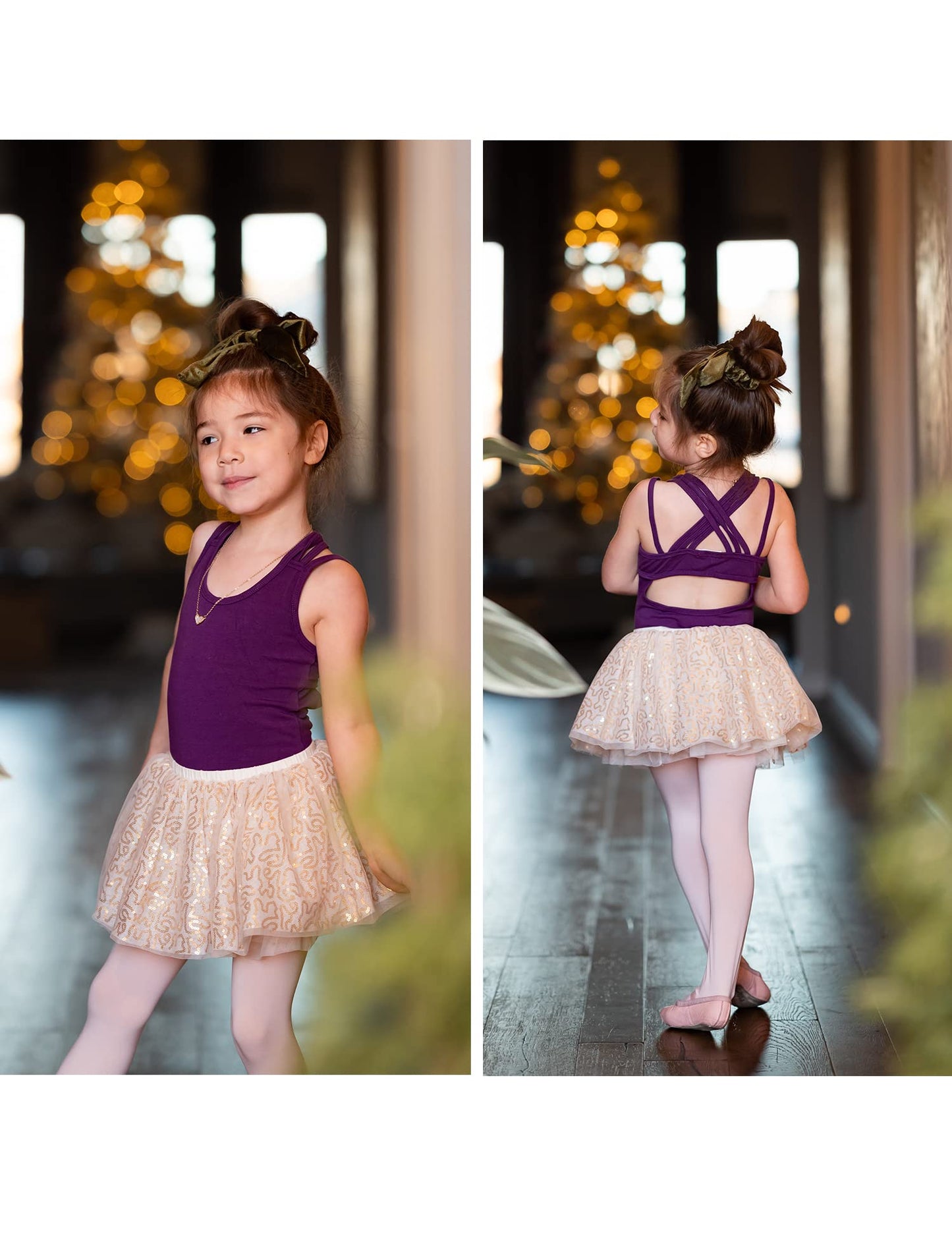 Arshiner Girls' Gymnastic Leotards Ballet Dance Crisscross Straps Sleeveless Tank One Piece Outfit,Dark Purple,5-6 Years