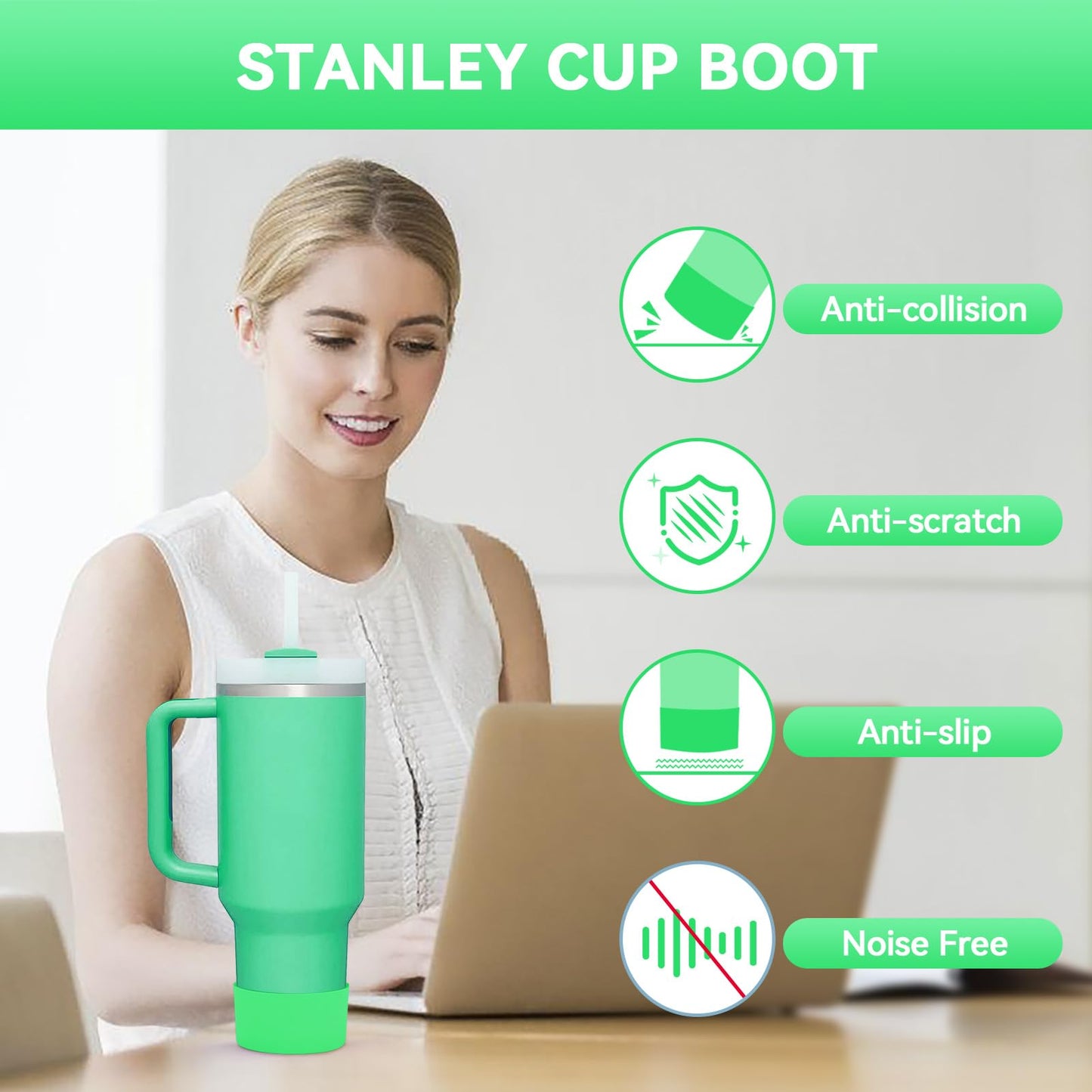 2 PCS for Stanley Boot, Silicone Bottom for Stanley Cup Boot Quencher Adventure 40oz&for Hydroflask Boot 12-24oz for Stanley Tumbler Accessories for Stanley Cup Accessories Avoid Scratches&Noise