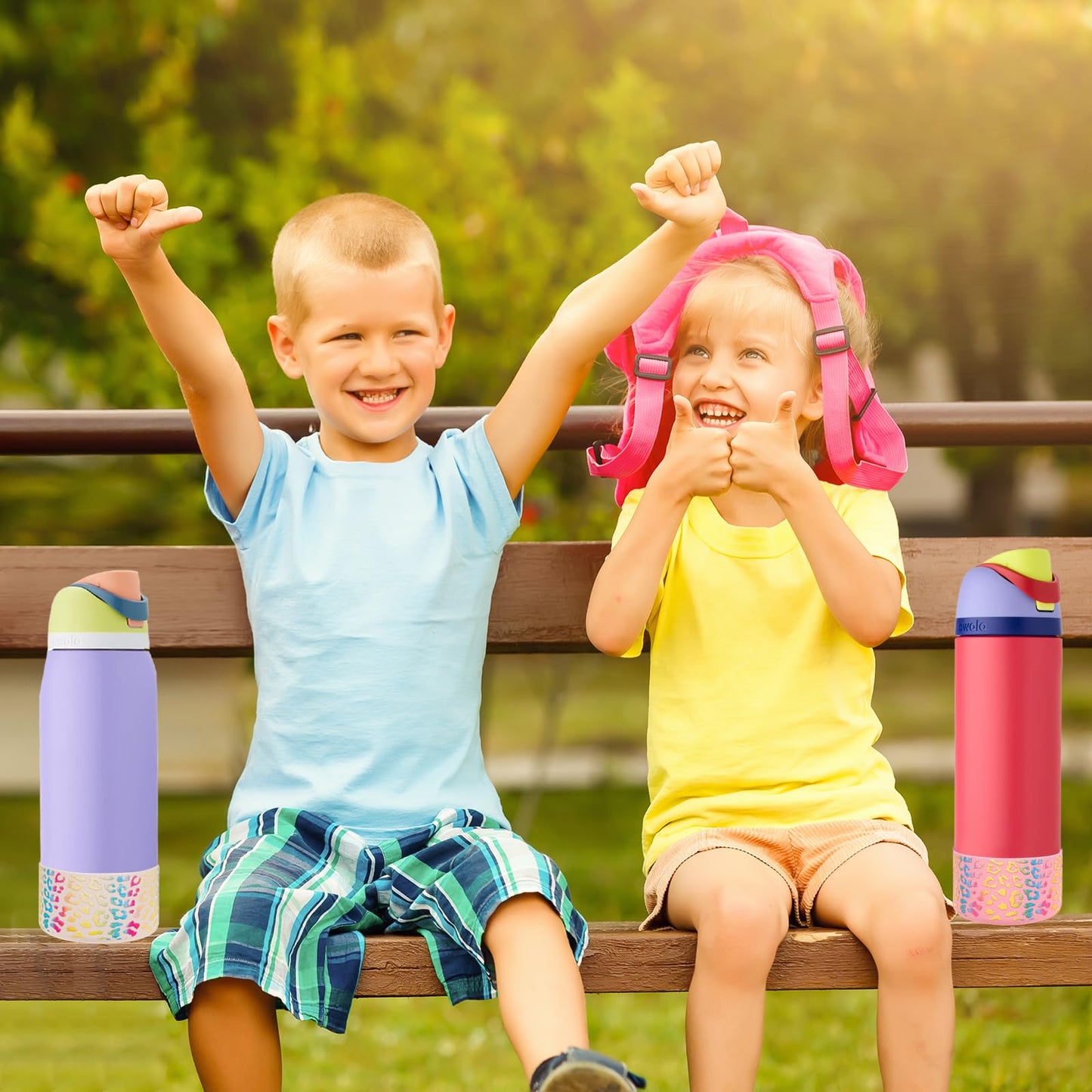 WK IEASON 2Pcs Silicone Water Bottle Boot for Owala 32oz, Protective Flask Bottom Cover Base for Owala FreeSip Twist and Flip Flask Bottles (Leo cream/pink, 32OZ)