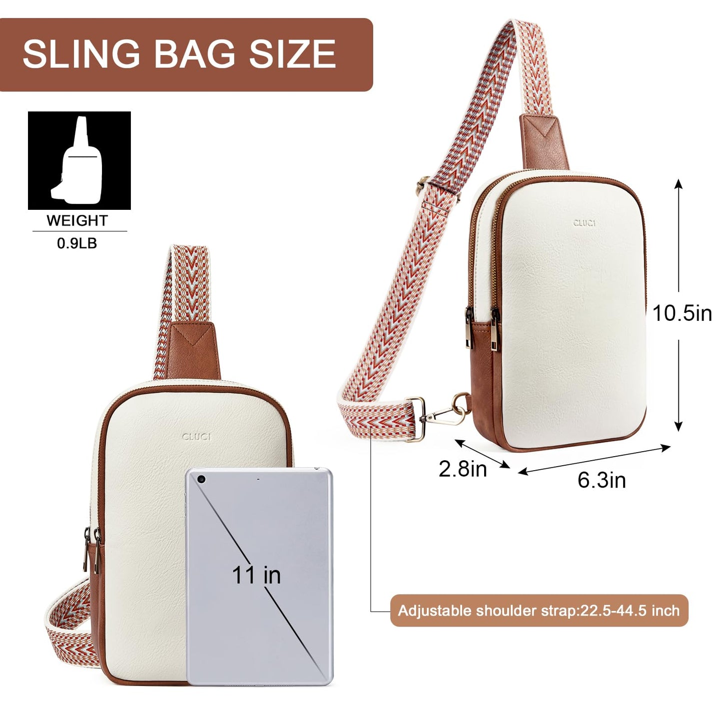 CLUCI Crossbody Bags for Women Leather Large Cross Body Bag Sling Backpack Crossbody Backpack Trendy for Travel Hiking