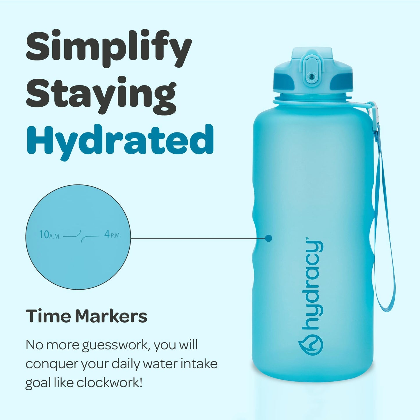 Hydracy 2L Large Water Bottle, Shatterproof, BPA Free Tritan Plastic, Leakproof, Zero Condensation, With Detachable Carry Strap, Spillproof Lid, Convenient Silicon Spout, Ideal for Gym, Yoga