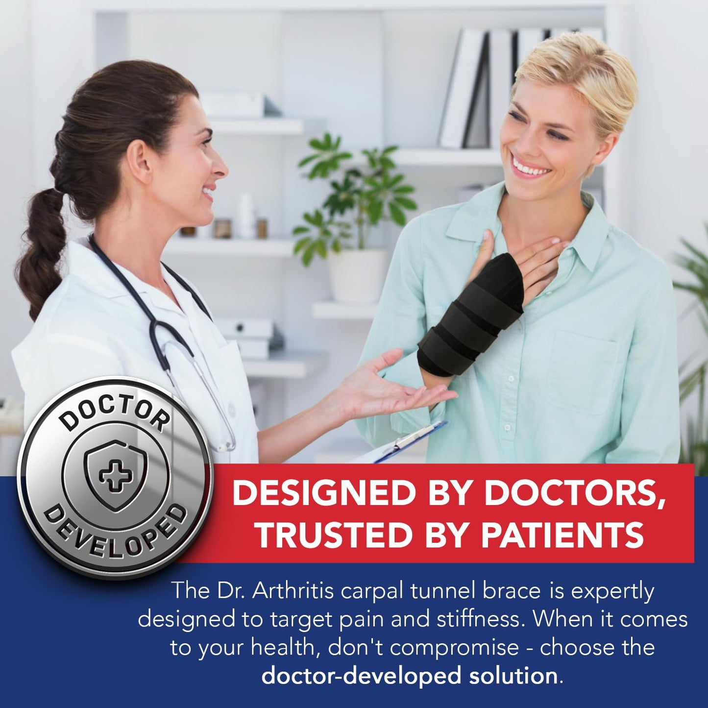 Doctor Developed Wrist supports/Wrist brace - Relief for carpal tunnel, wrist injuries, wrist support for arthritis, hand support, hand & wrist braces, wrist strap and Doctor Handbook