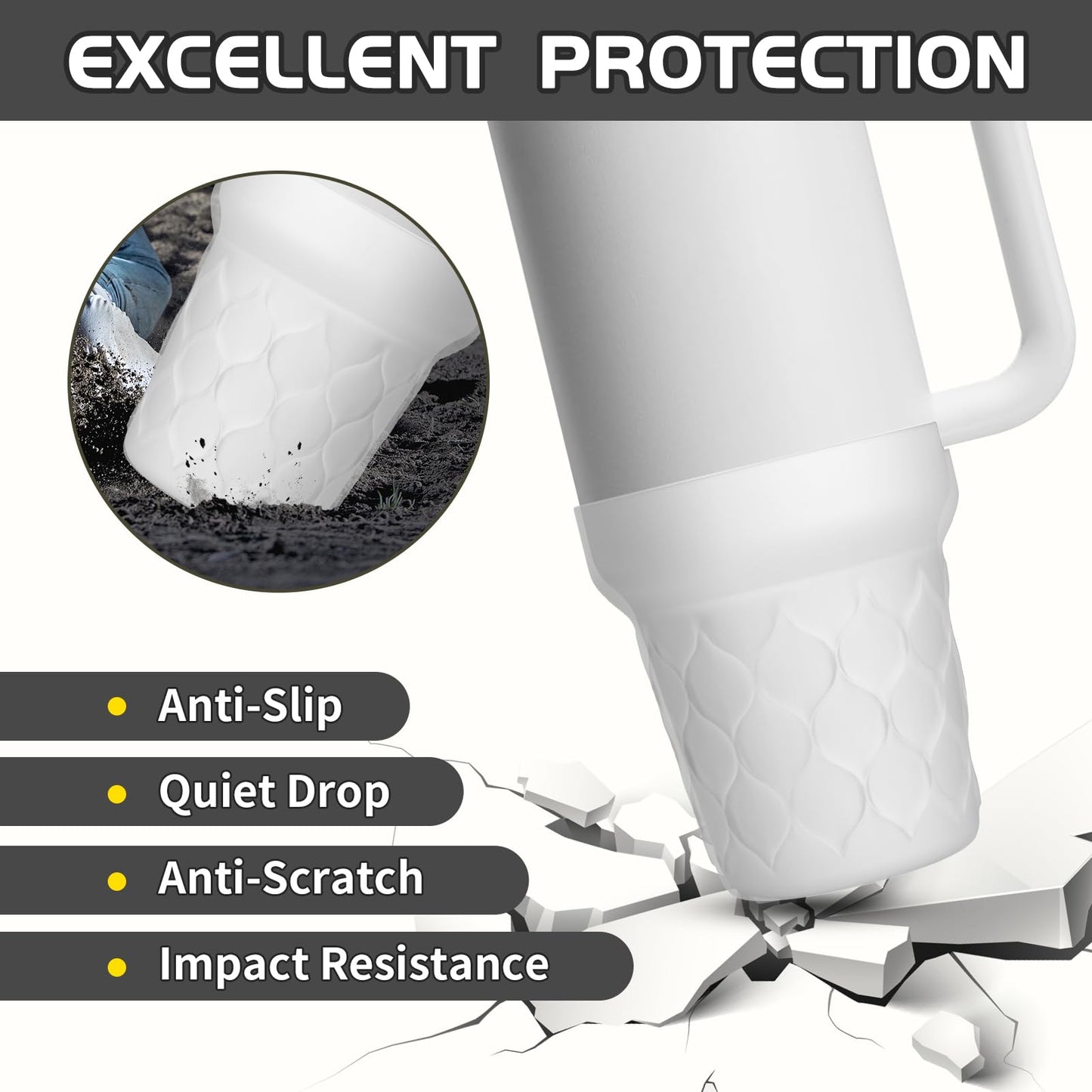 WUQID Texture Silicone Boot Compatible with Hydroflask All Around Travel Tumbler with Handle 32oz& 40oz Anti-Slip Protective Bottle Bottom Sleeve Cover