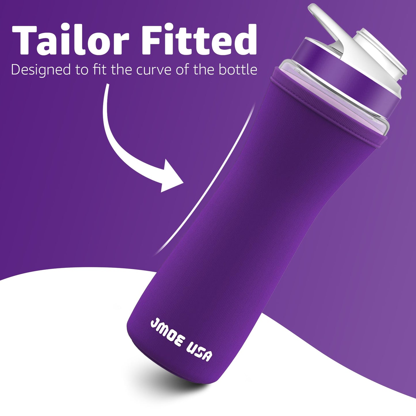 Jmoe USA 22oz Sleeve for Cirkul Water Bottle | Fits 22 oz Plastic and Stainless Steel Bottles | Neoprene Sweat Absorbing Material | Fitted Design | 2-Pack | Insulated Cover (Purple)