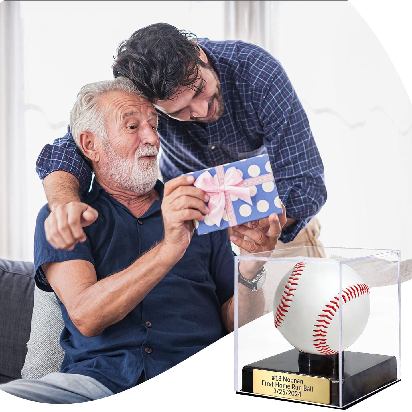 Custom Baseball Display Case Acrylic Baseball Holder Case Laser Engraved Plaque Showcase Your Cherished Baseball Memorabilia