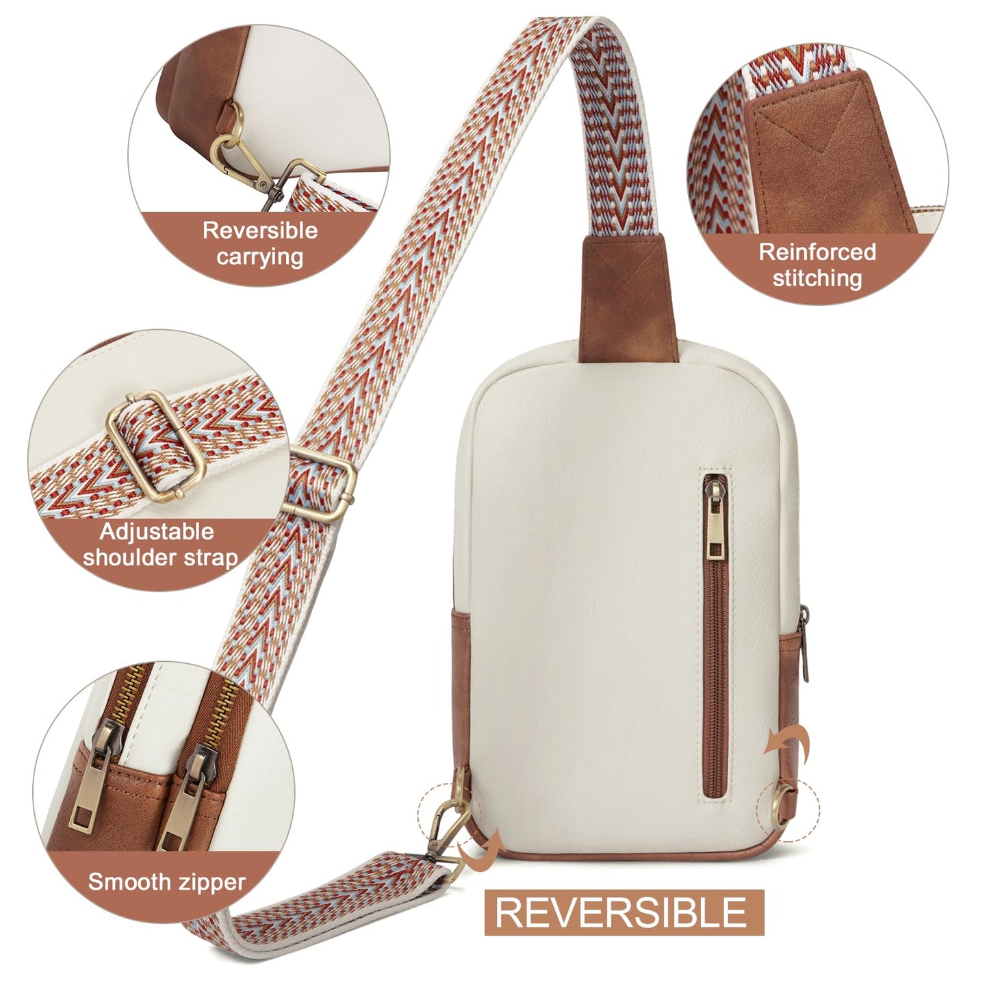 CLUCI Crossbody Bags for Women Leather Large Cross Body Bag Sling Backpack Crossbody Backpack Trendy for Travel Hiking