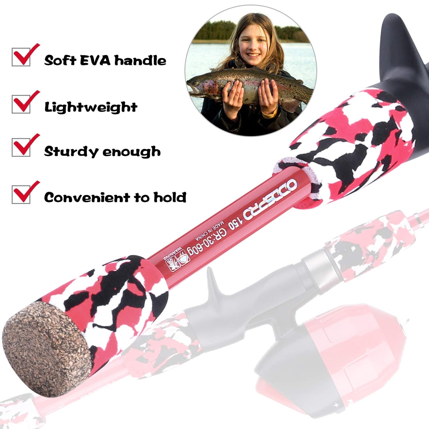 ODDSPRO Kids Fishing Pole - Kids Fishing Starter Kit - with Tackle Box, Reel, Practice Plug, Beginner's Guide and Travel Bag for Boys, Girls