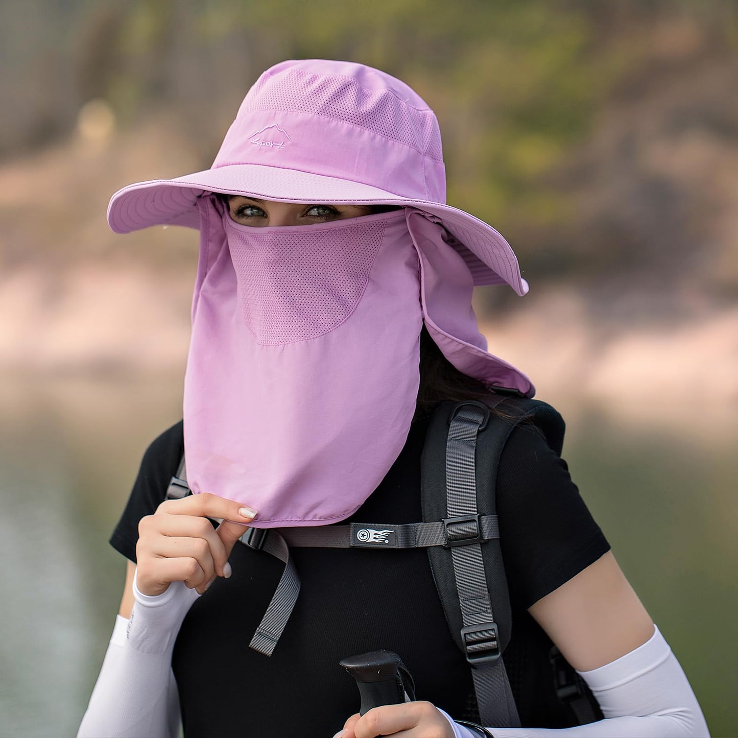 Sun Hats for Men Women Fishing Hat UPF 50+ Breathable Wide Brim Summer UV Protection Hat with Face Cover & Neck Flap