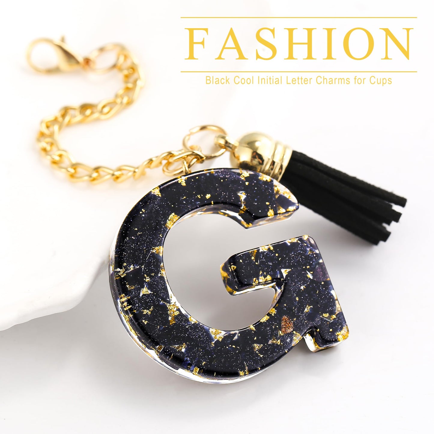 Letter Charm Accessories for Stanley Cup 1 PCS Cute Initial Keychain Handle Charm for Stanley Tumbler for Women Black Letter G