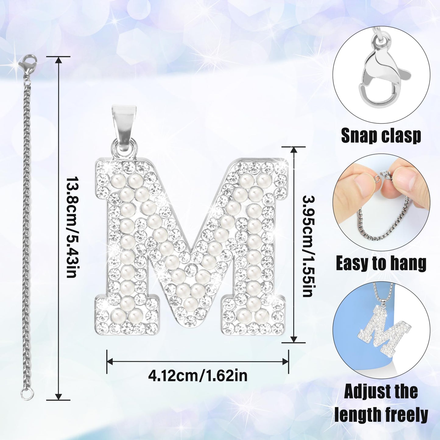 UBEEKOO Tumbler Accessories Compatible with Stanley Tumbler with Handle, Water Bottle Accessories for Stanley Cup 40/30oz with Diamond Glitter Charm, Bling Chain for Stanley Cup Accessories,M
