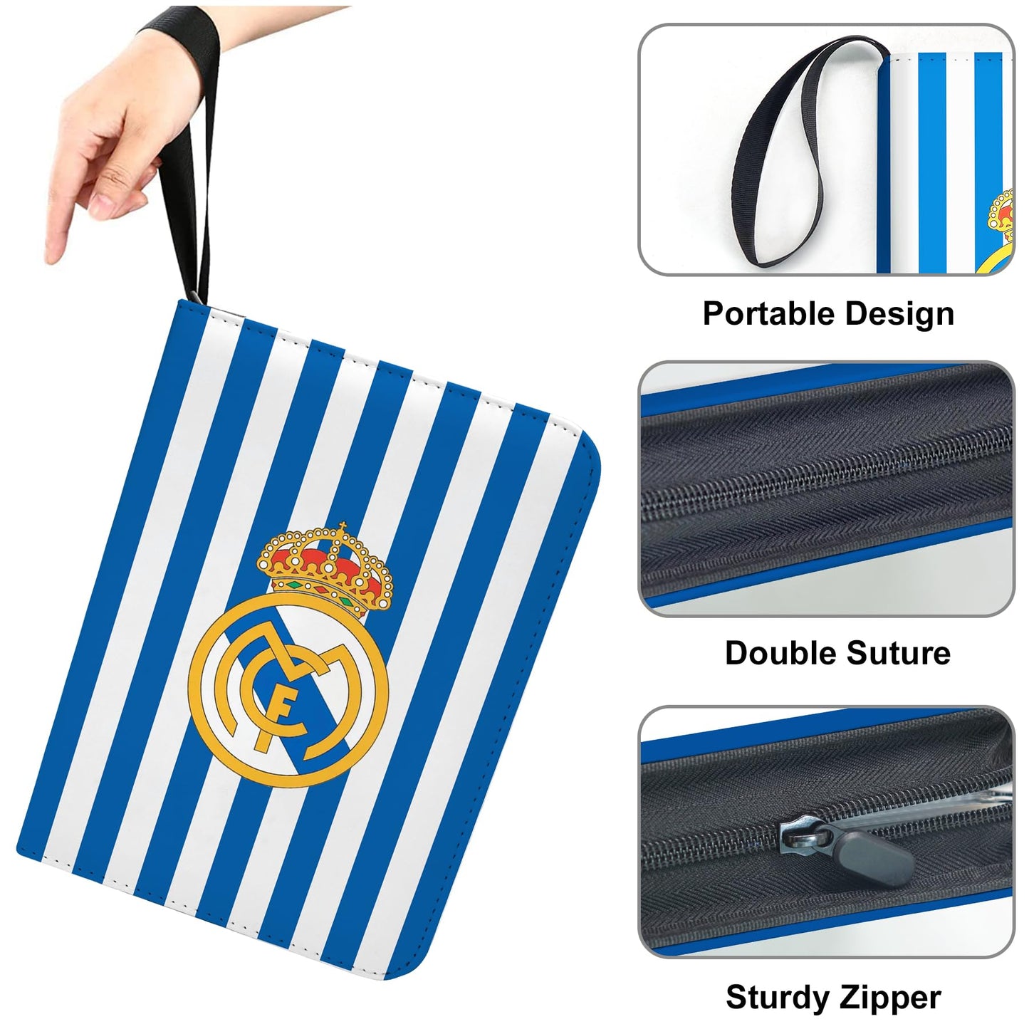 400 Pockets Soccer Card Binder,Gifts for Soccer Trading Cards Collectors,Portable Waterproof Card Storage Bag with Removable Sleeves,Compatible with Soccer,Football,Sports Game and TCG Cards
