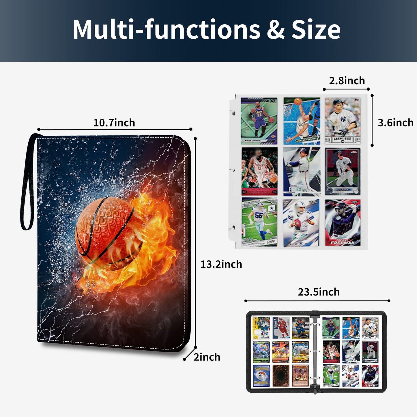 HESPLUS 900 Pockets Basketball Card Binder Sleeves, Trading Card Binder Collectible Trading Card Albums for Basketball Baseball Football Trading Sports Game Cards, Book Folder Organizer Card Holder