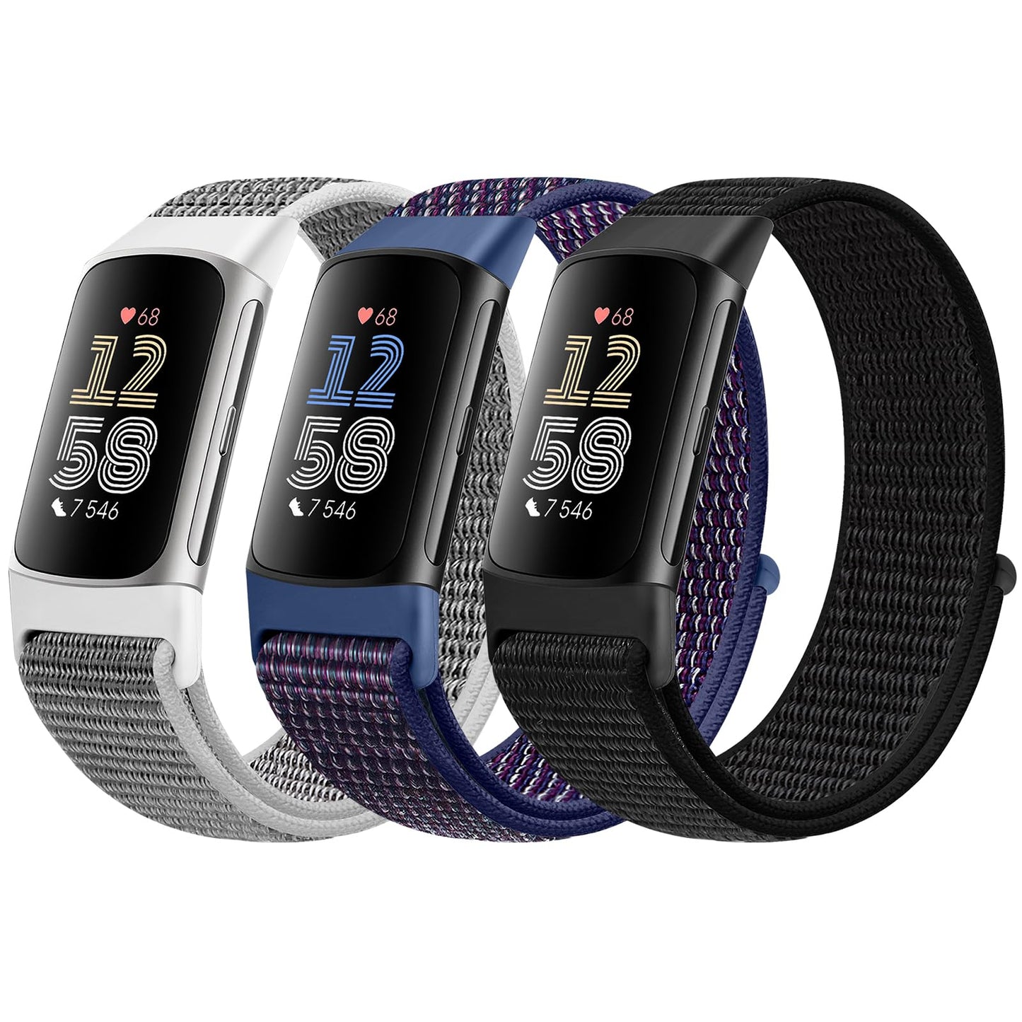 AVOD Sport Loop Nylon Watch Bands Compatible with Fitbit Charge 6/Charge 5 for Women Men, Adjustable Breathable Replacement Soft Nylon Loop Wristband for Fitbit Charge 6/Fitbit Charge 5