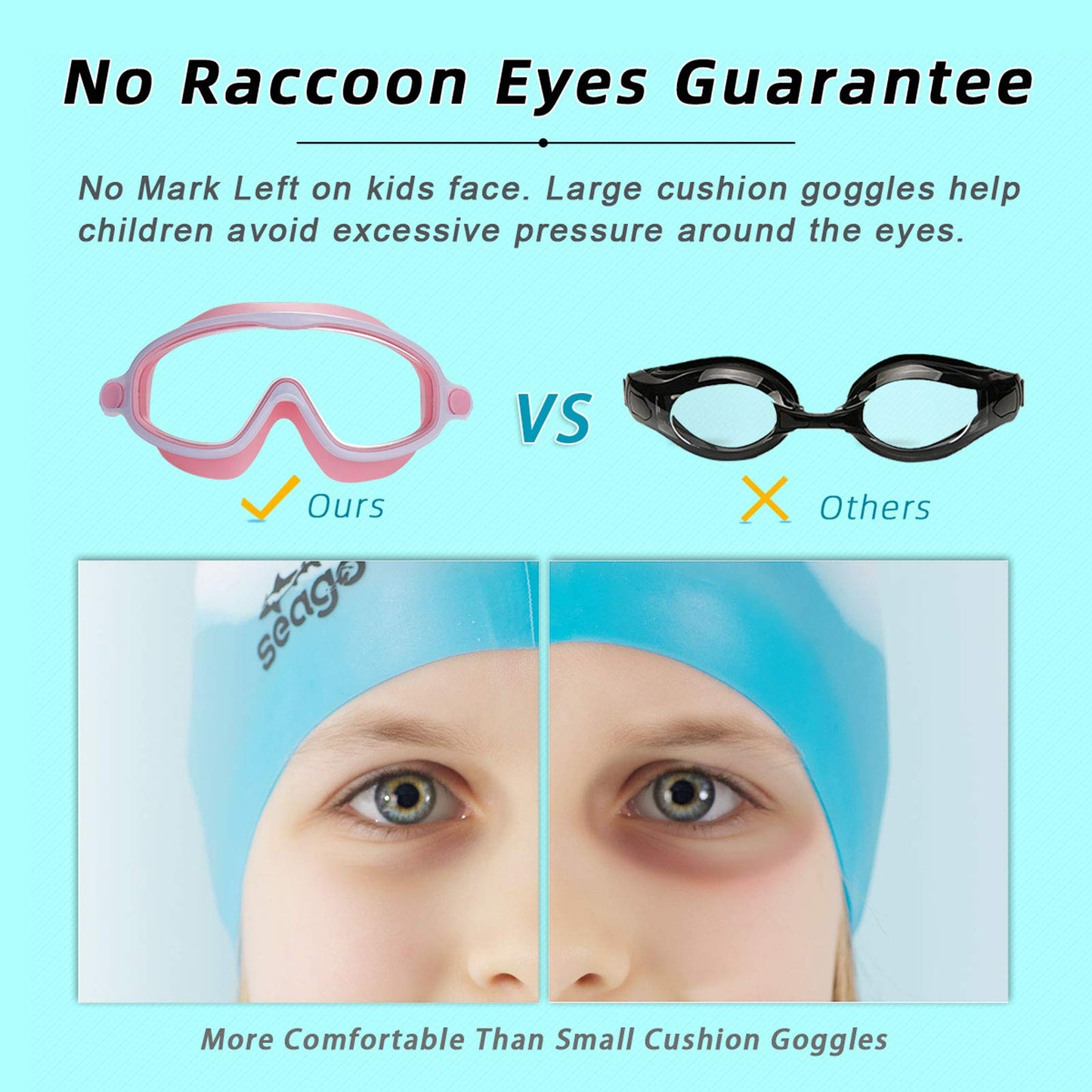 Kids Goggles for Swimming 2 Pack No Leaking Anti-Fog Outer Eye Fit with Wide View UV Protection Crystal Clear Watertight Swim Goggles with nose cover Suitable for Children Youth Boys Girls Age 3 to 15