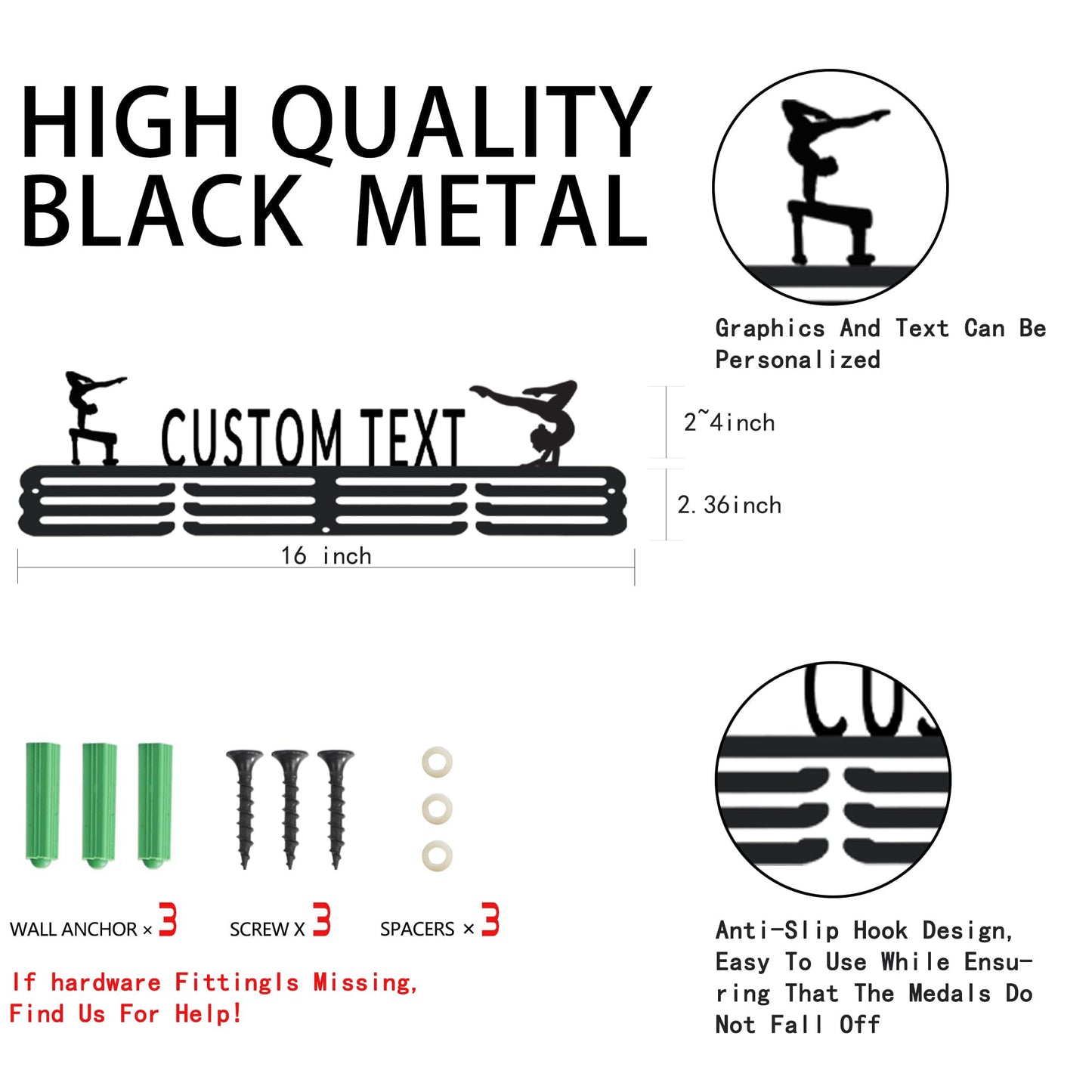 Personalized Medal Holder with Name Display Rack for Awards Ribbons - Metal Custom Sports Race Plaques Hanger for Wall Mount Hold Up 60 Medal Hanger Display for Athlete Boy Girl Kid
