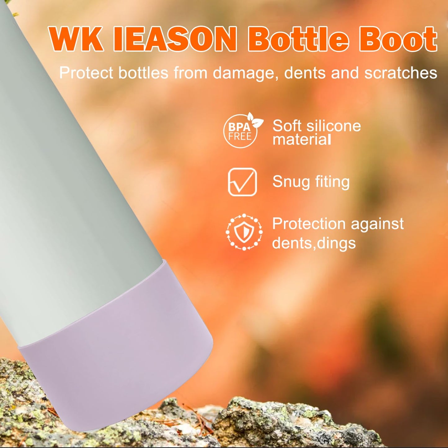 WK IEASON 2Pcs Silicone Water Bottle Boot for Owala 24oz, Protective Flask Bottom Cover Base for Owala FreeSip Twist and Flip Flask Bottles (Chambray/Orchid, 24OZ)