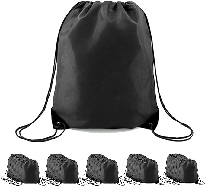 BeeGreen Drawstring Backpack Bags 20,30,50 Packs Reflective String Bags for Gym Sport Trip Cinch Sack DIY for Women Men