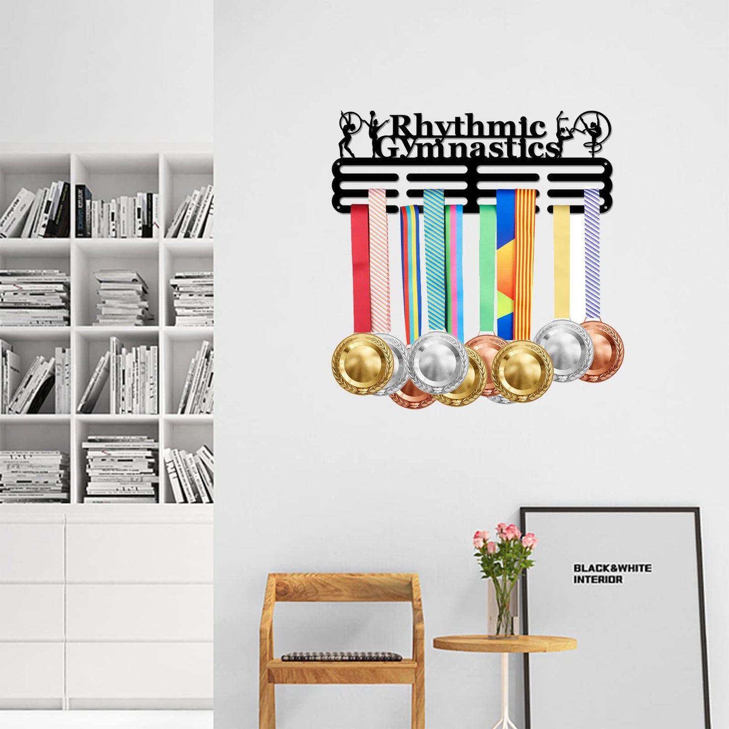 SUPERDANT Rhythmic Gymnastics Medal Hanger Women's Gymnastics Medal Holder with 12 Lines Sturdy Steel Award Display Holders for Over 60 Medals Medal Display Racks for Ribbon Lanyard