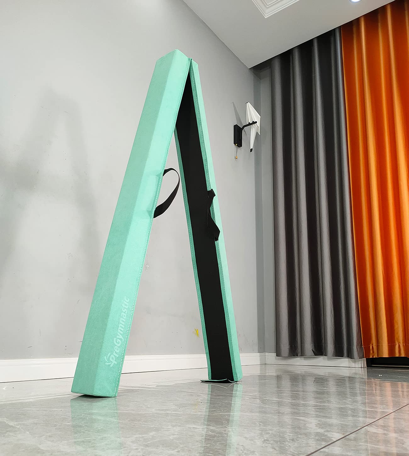 PreGymnastic 6FT/8FT/9.5FT Folding Balance Beam for Kids 3-12,Foldable Gymnastics Floor Beam-Extra Firm Suede Cover with Carry Bag for Home-Gym Equipment for Toddler Teenage (Mint Green, 6FT)
