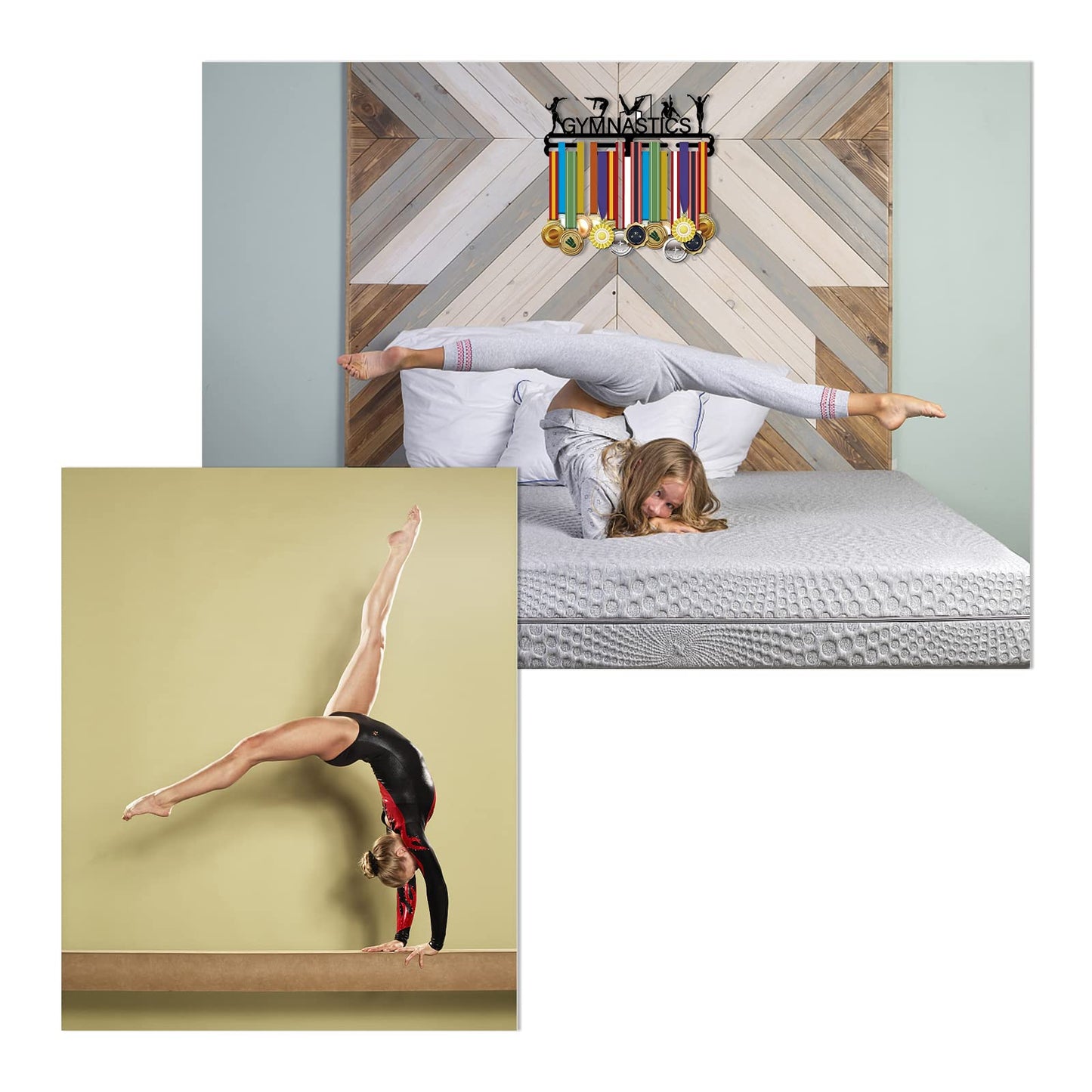SUPERDANT Gymnastics Medal Hanger Display Gymnastics Medal Holder Sports Medal Hanger Display Metal Holder Race Award Ribbon Display for Girls Competition Medal Hanging Athlete Gift