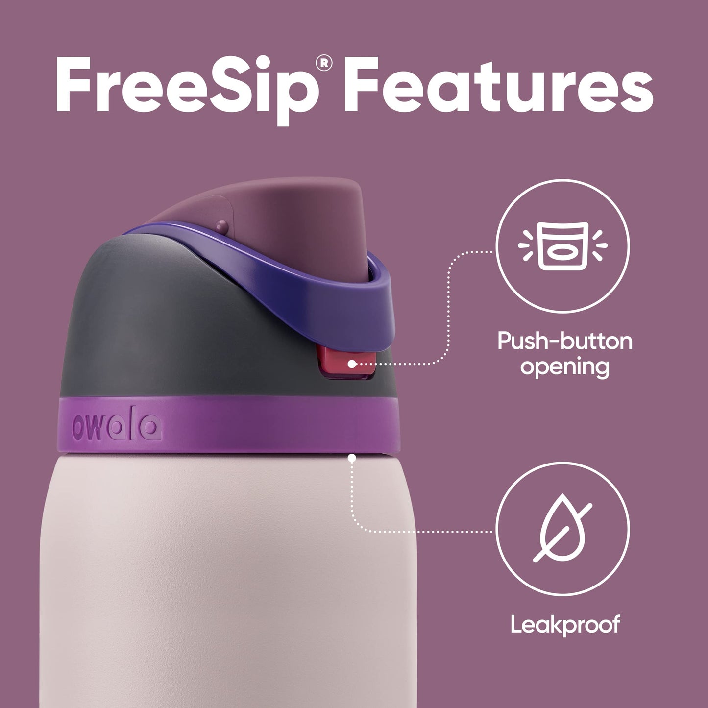Owala FreeSip Insulated Stainless Steel Water Bottle with Straw for Sports and Travel, BPA-Free & Silicone Water Bottle Boot, Anti-Slip Protective Sleeve for Water Bottle
